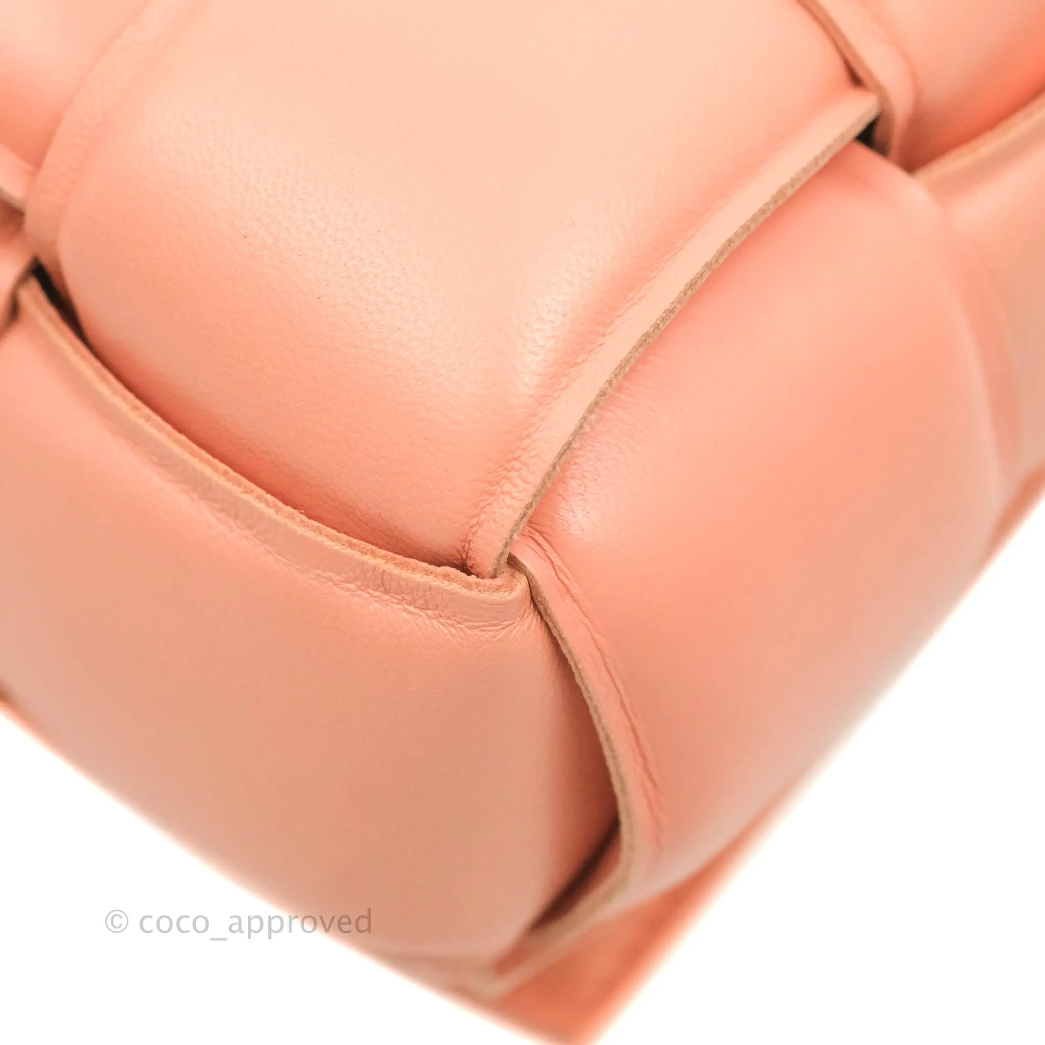 Bottega Veneta Padded Cassette Shoulder Bag Intrecciato Pink Lambskin Silver Hardware