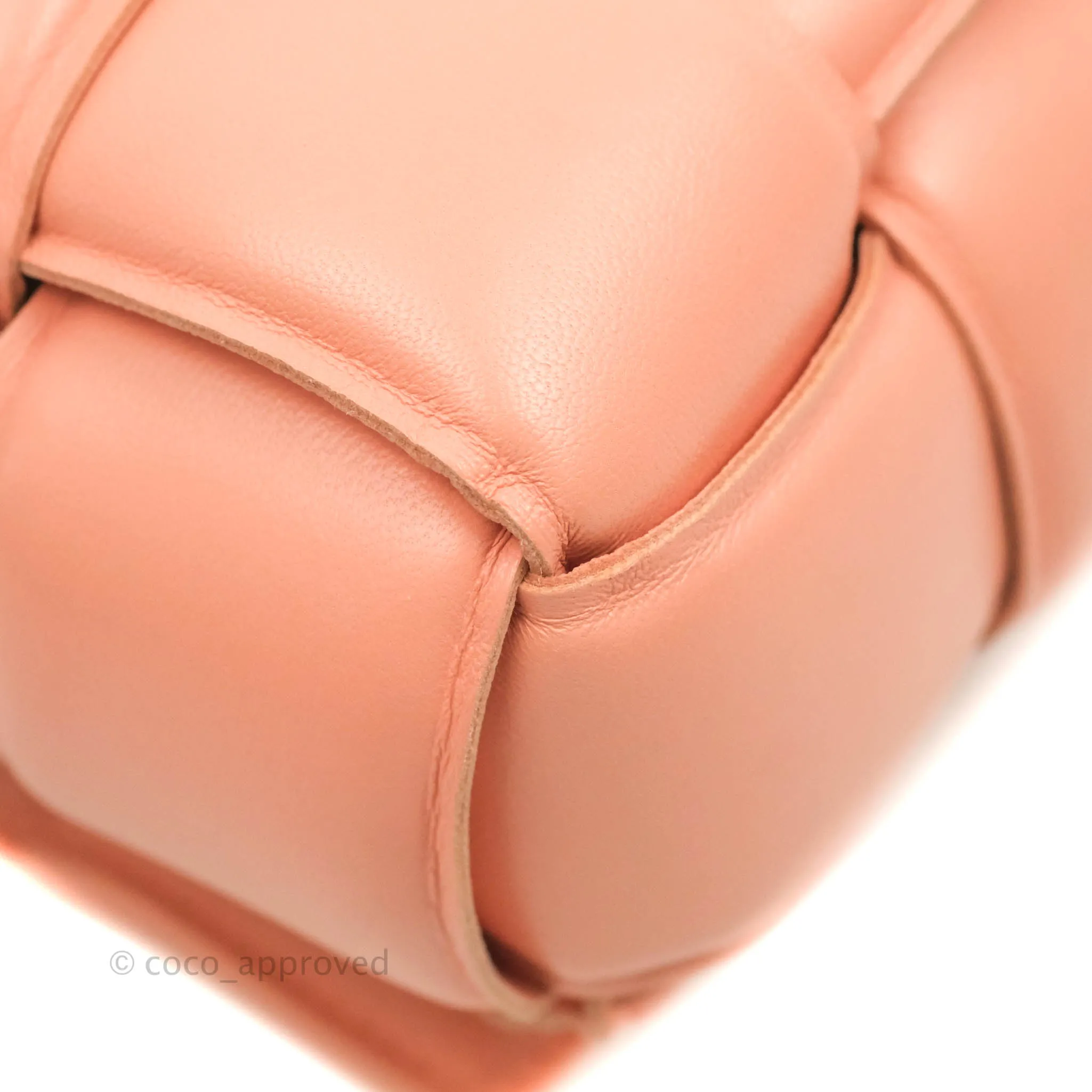 Bottega Veneta Padded Cassette Shoulder Bag Intrecciato Pink Lambskin Silver Hardware