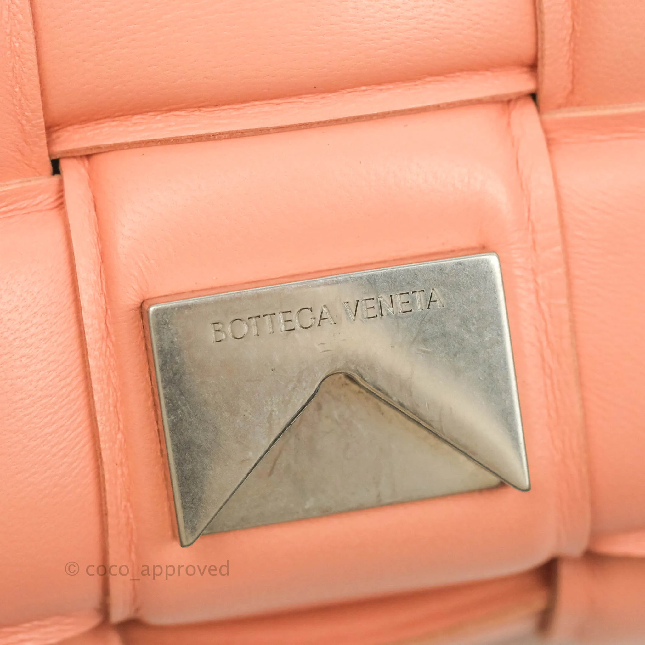 Bottega Veneta Padded Cassette Shoulder Bag Intrecciato Pink Lambskin Silver Hardware