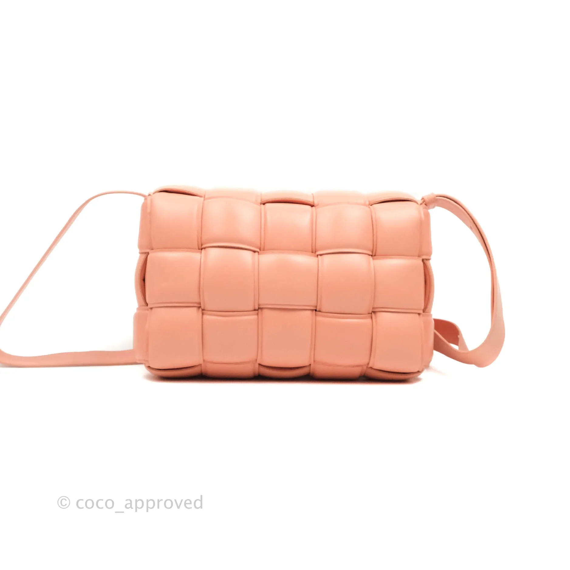 Bottega Veneta Padded Cassette Shoulder Bag Intrecciato Pink Lambskin Silver Hardware