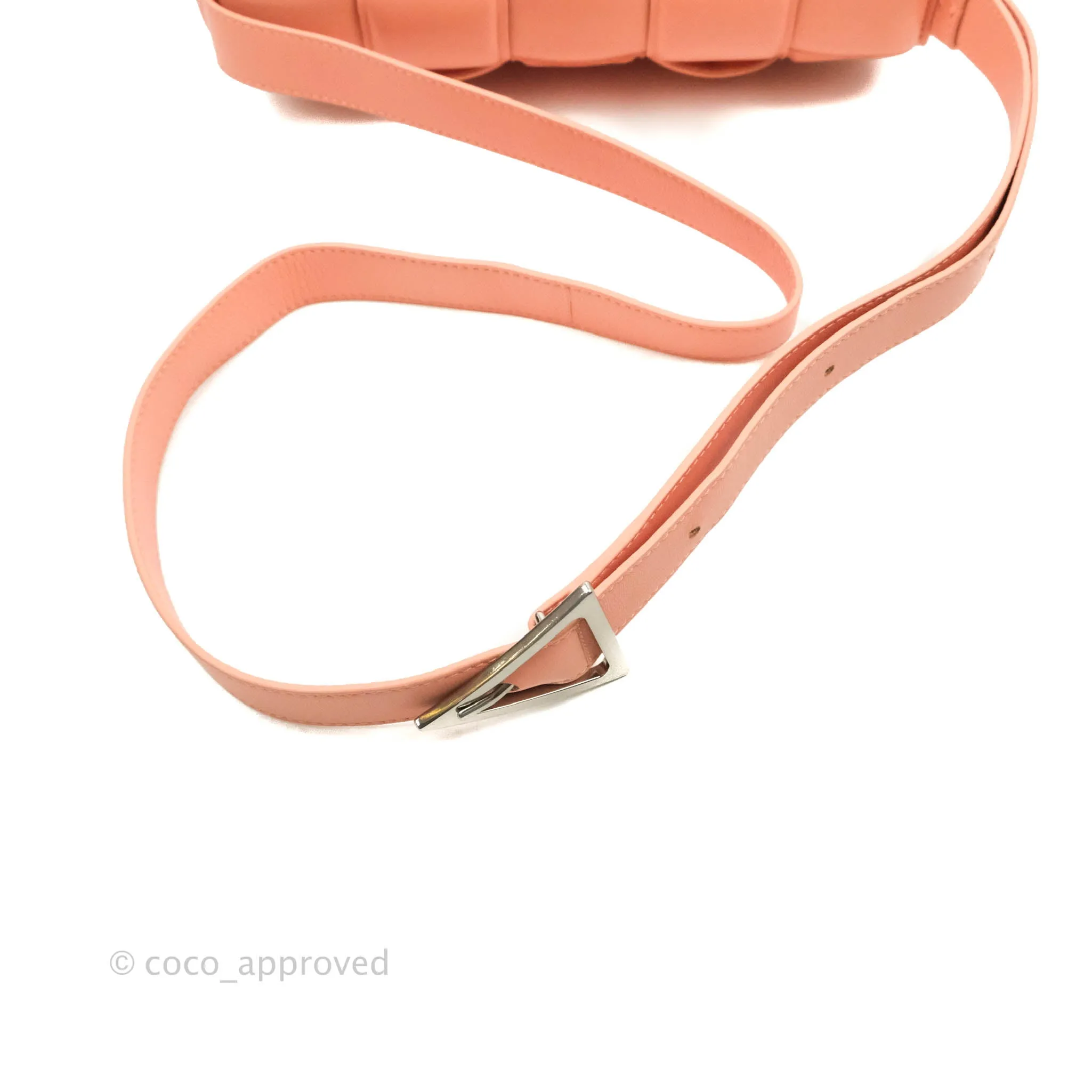 Bottega Veneta Padded Cassette Shoulder Bag Intrecciato Pink Lambskin Silver Hardware