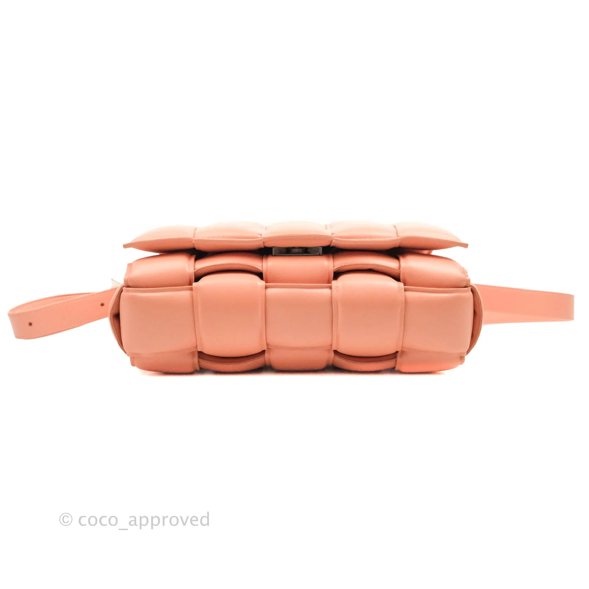 Bottega Veneta Padded Cassette Shoulder Bag Intrecciato Pink Lambskin Silver Hardware