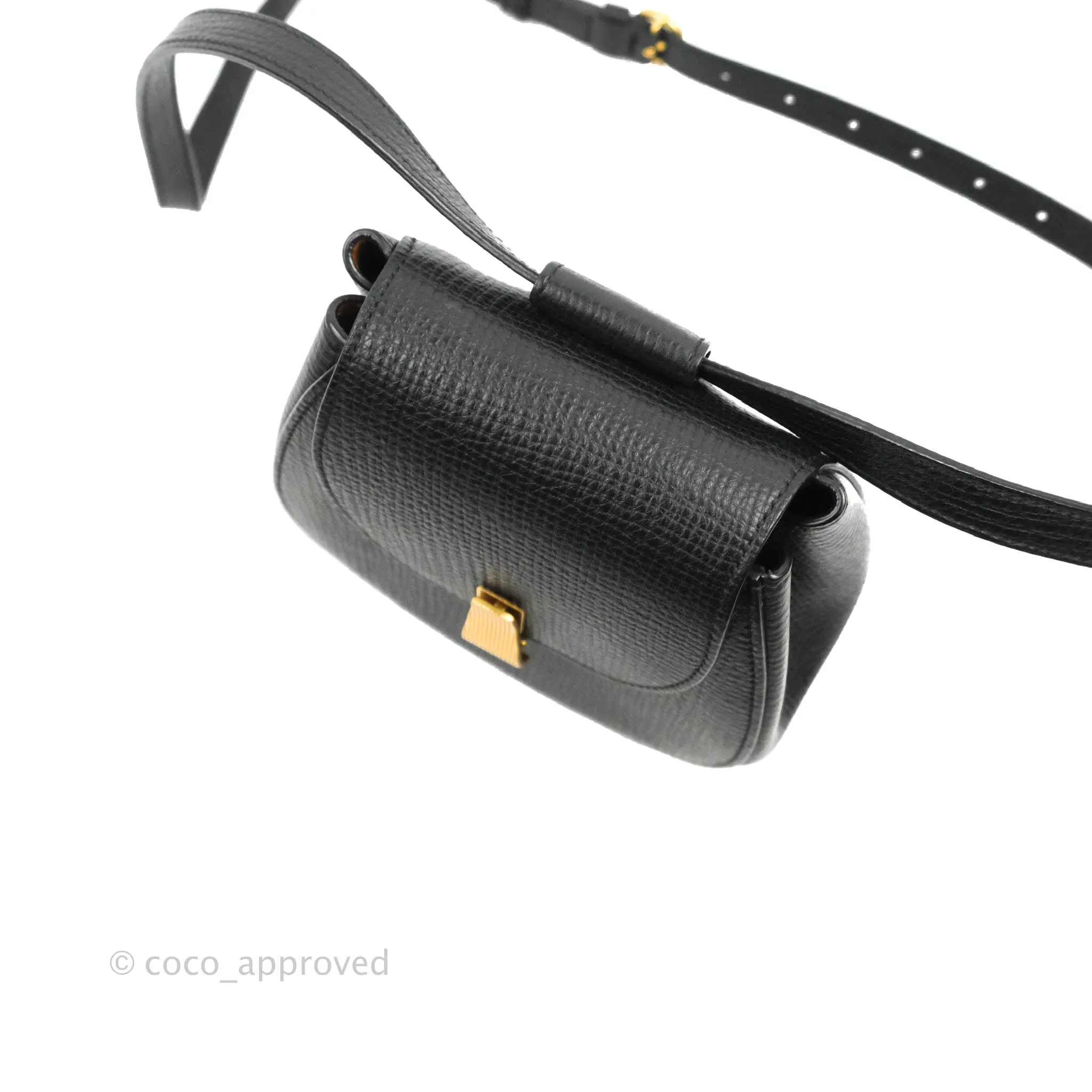 Bottega Veneta Palmellato Rounded Belt Bag Calfskin Black