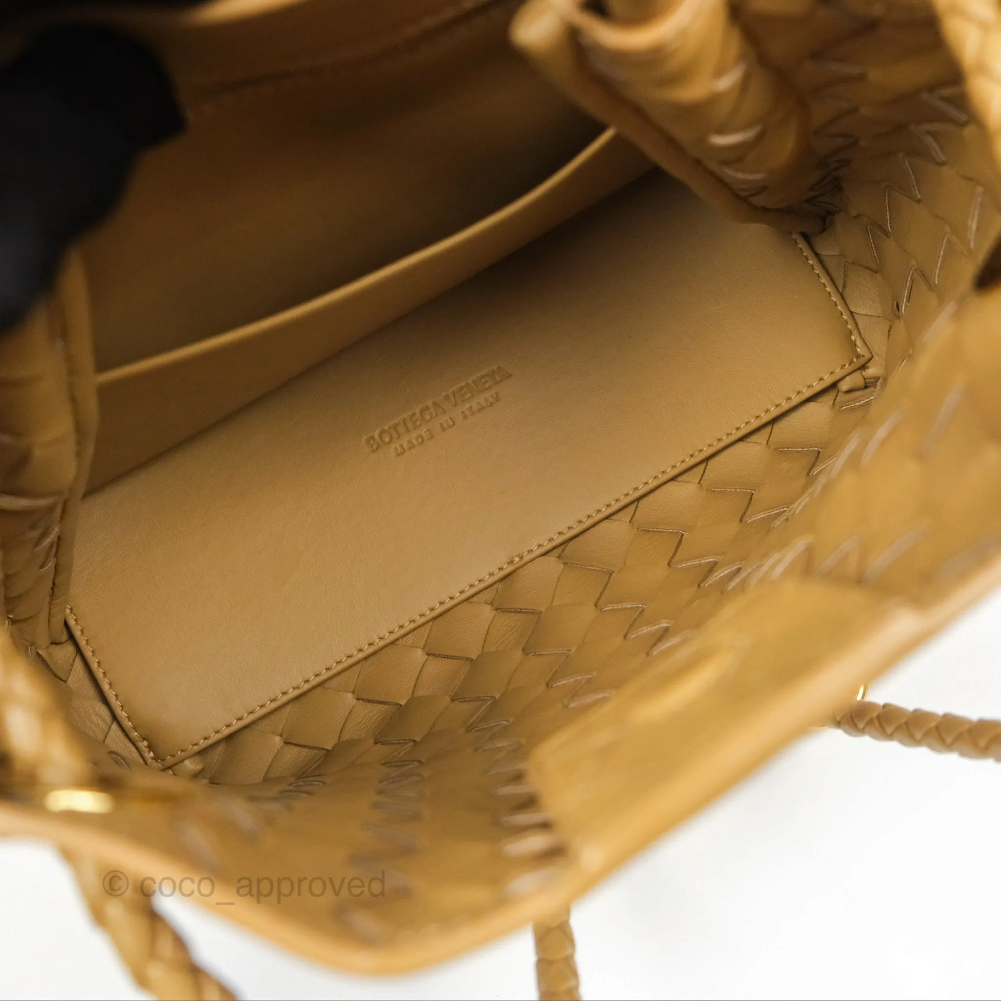 Bottega Veneta Small Andiamo Bag Dark Praline Intrecciato Lambskin
