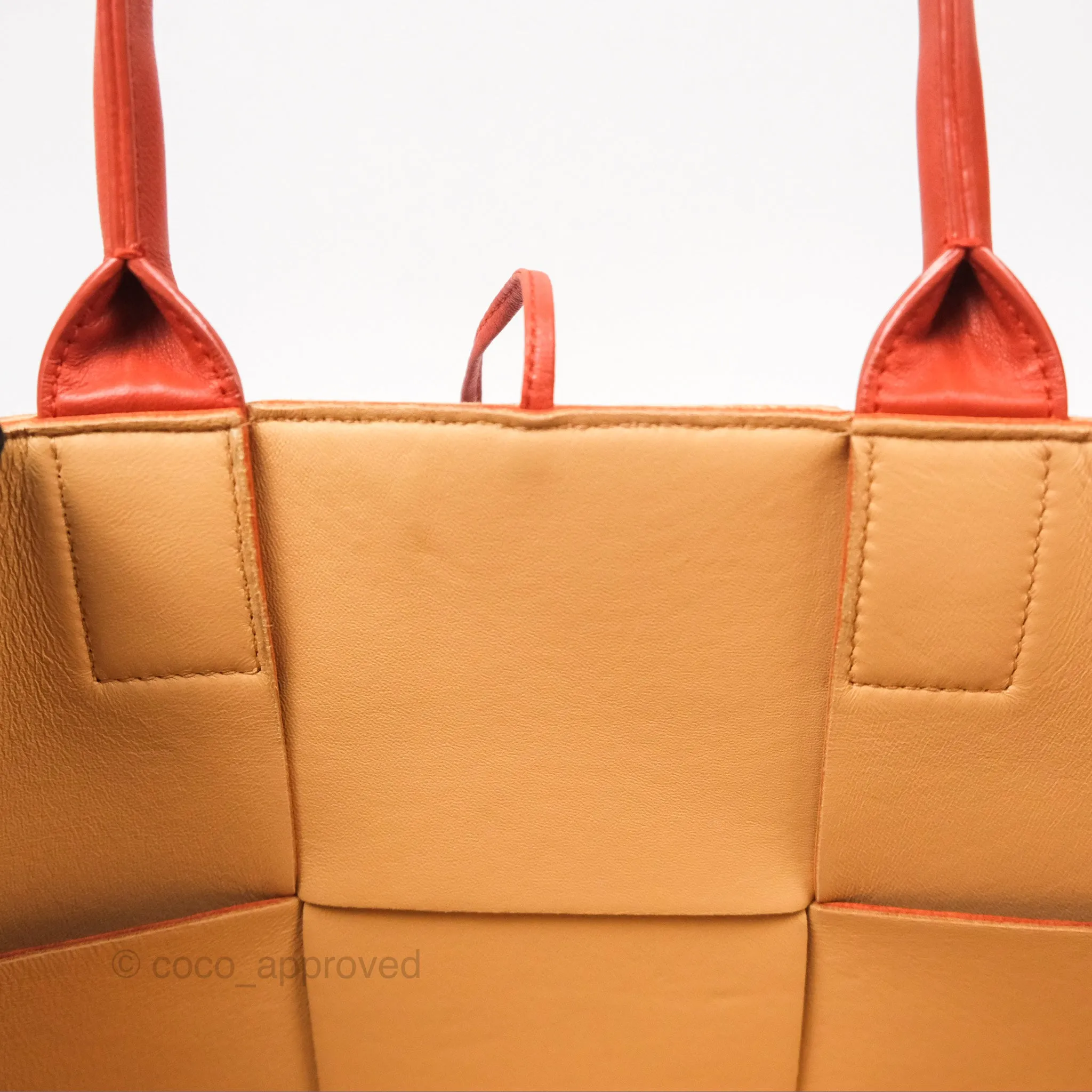 Bottega Veneta Small Arco Tote Bag Dark Orange Micro Intreccio Lambskin
