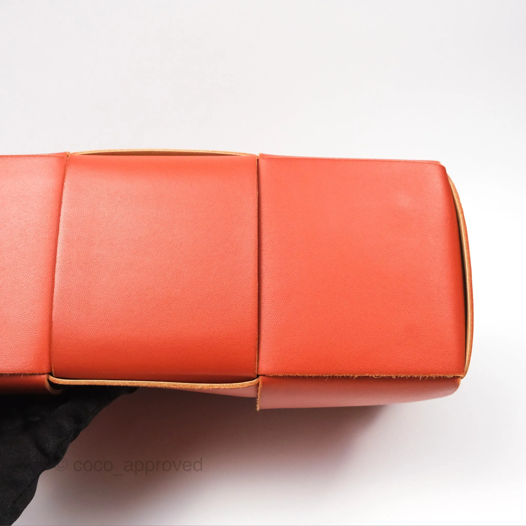 Bottega Veneta Small Arco Tote Bag Dark Orange Micro Intreccio Lambskin