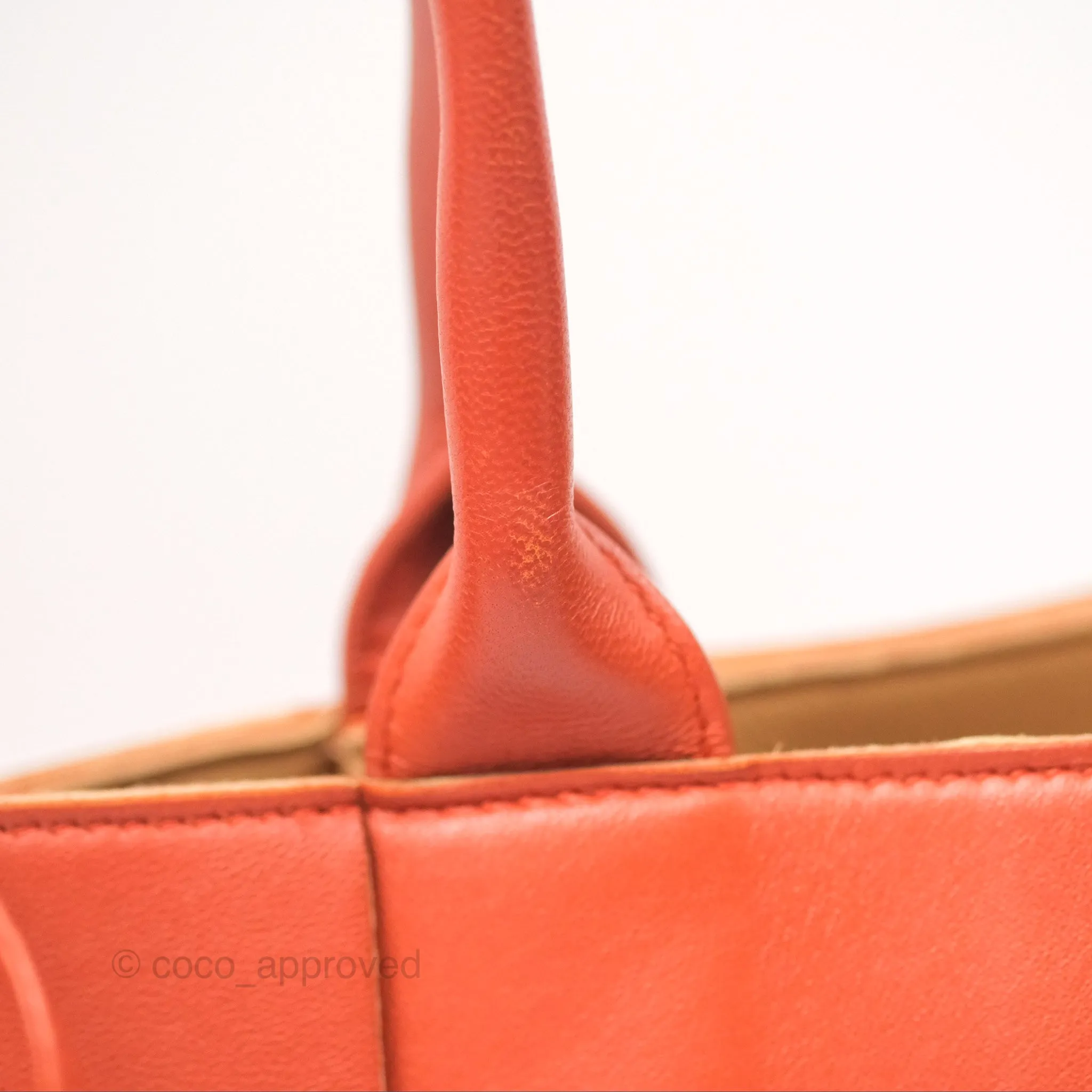 Bottega Veneta Small Arco Tote Bag Dark Orange Micro Intreccio Lambskin