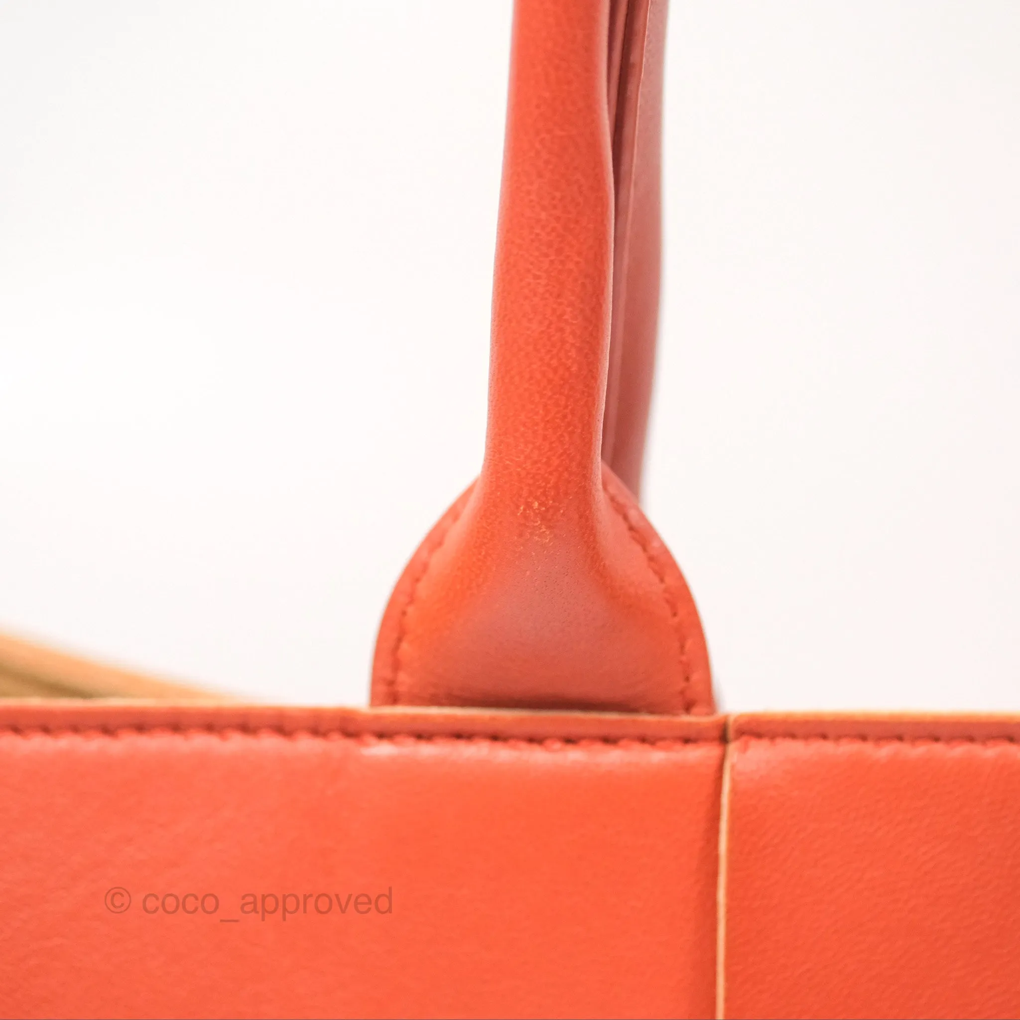 Bottega Veneta Small Arco Tote Bag Dark Orange Micro Intreccio Lambskin