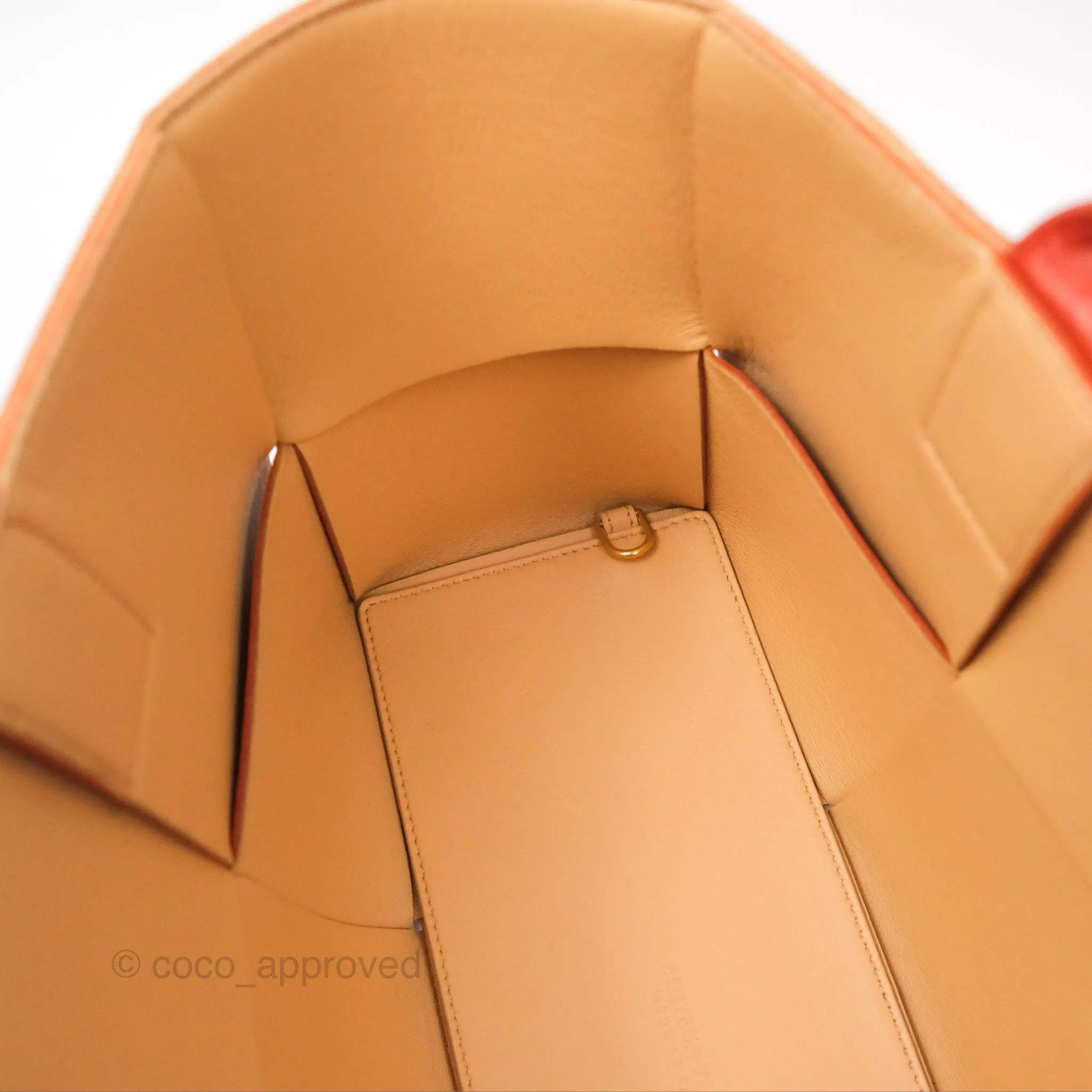 Bottega Veneta Small Arco Tote Bag Dark Orange Micro Intreccio Lambskin