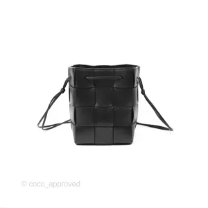 Bottega Veneta Small Cassette Bucket Bag Black Lambskin