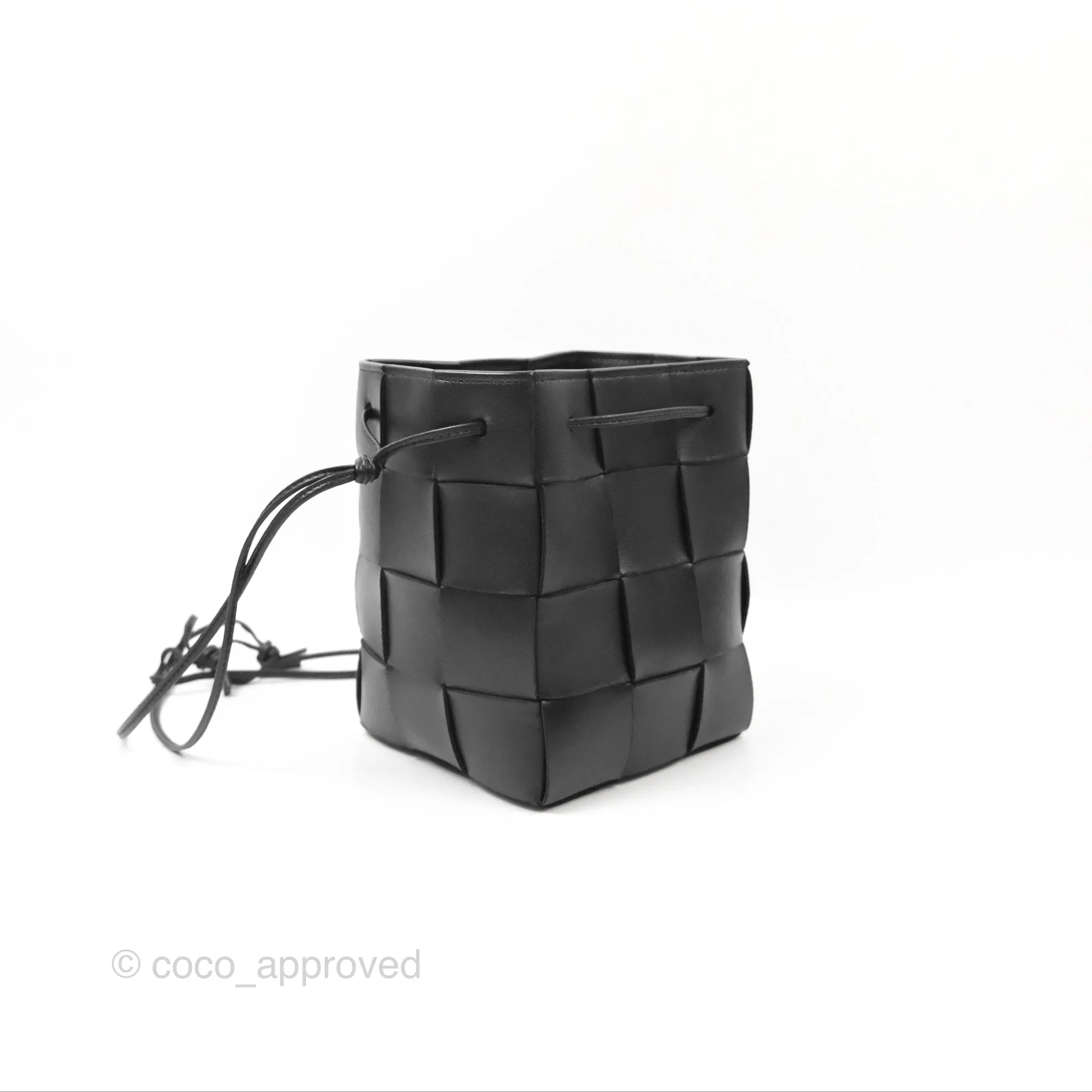 Bottega Veneta Small Cassette Bucket Bag Black Lambskin