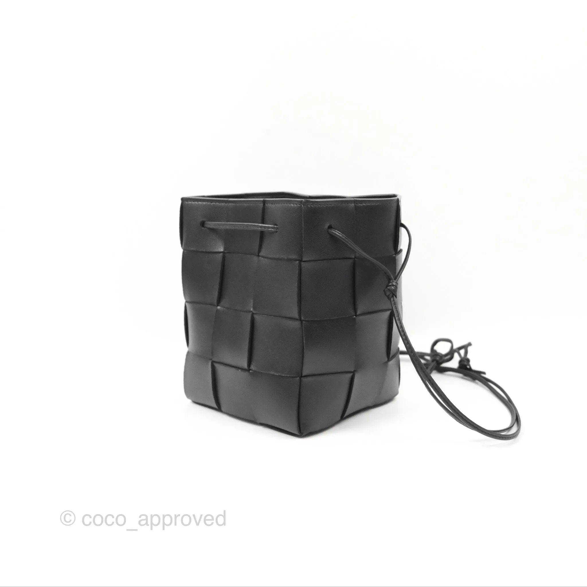 Bottega Veneta Small Cassette Bucket Bag Black Lambskin