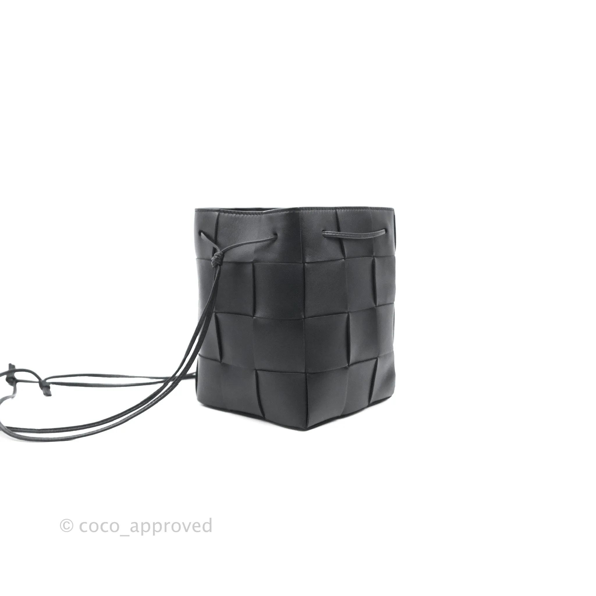 Bottega Veneta Small Cassette Bucket Bag Black Lambskin