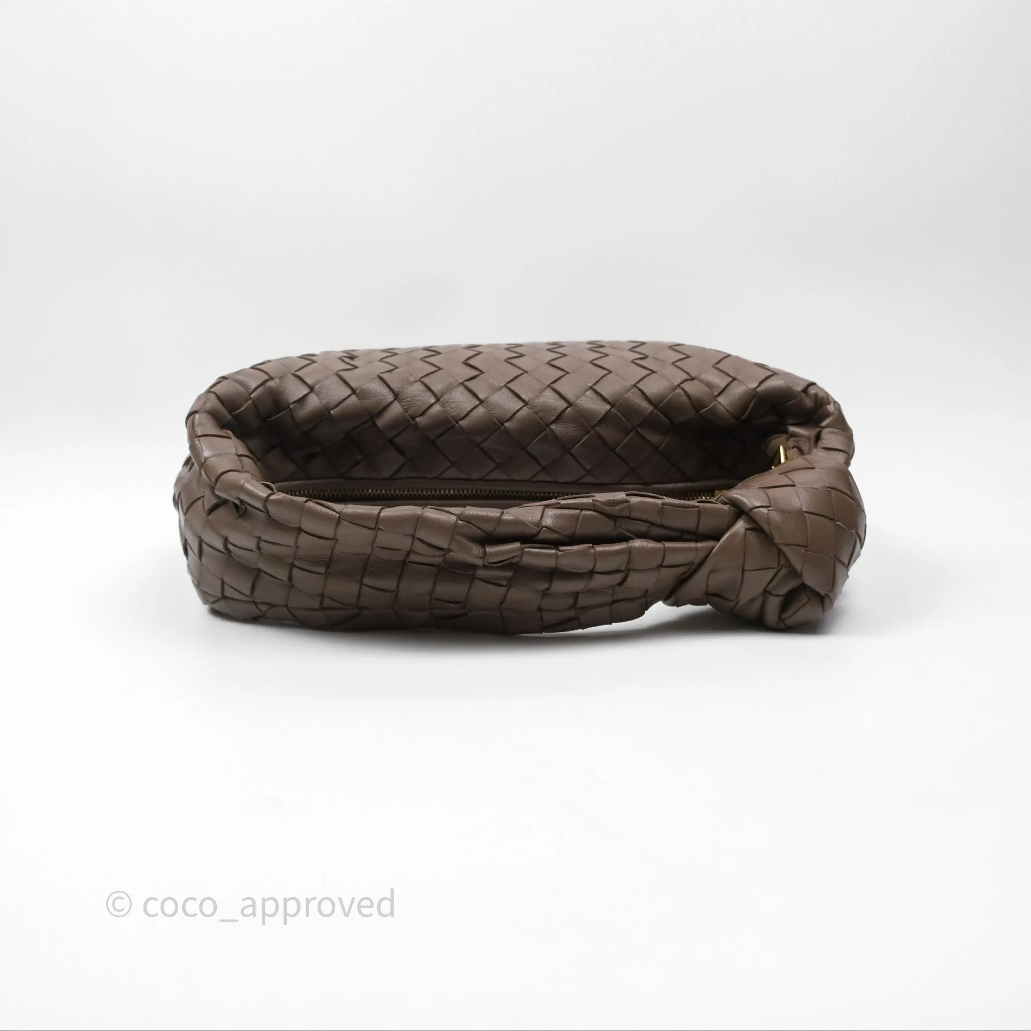 Bottega Veneta Small Jodie Bag Intrecciato Brown Lambskin Gold Hardware