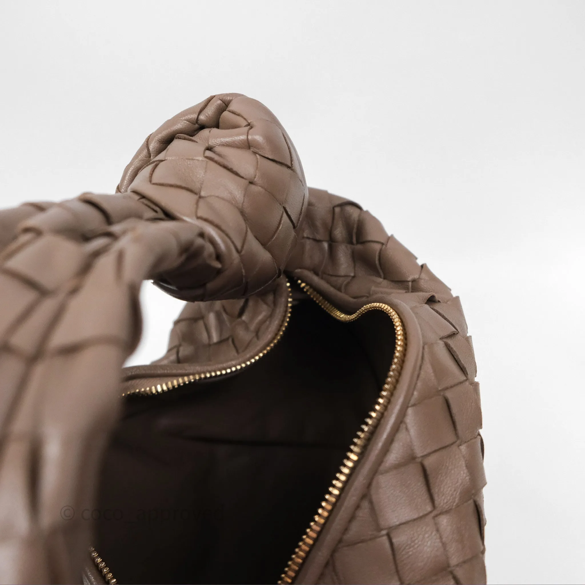 Bottega Veneta Small Jodie Bag Intrecciato Brown Lambskin Gold Hardware