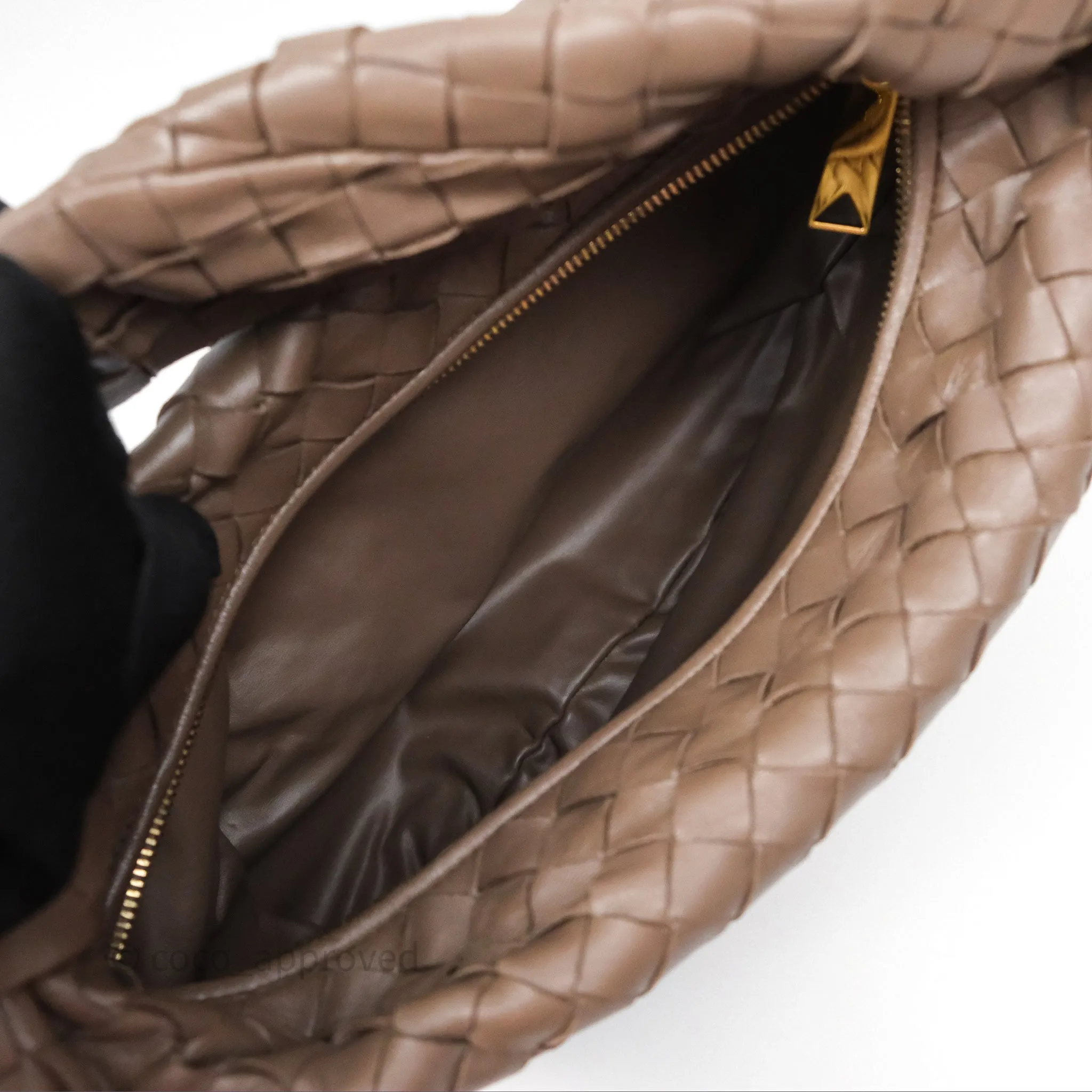 Bottega Veneta Small Jodie Bag Intrecciato Brown Lambskin Gold Hardware