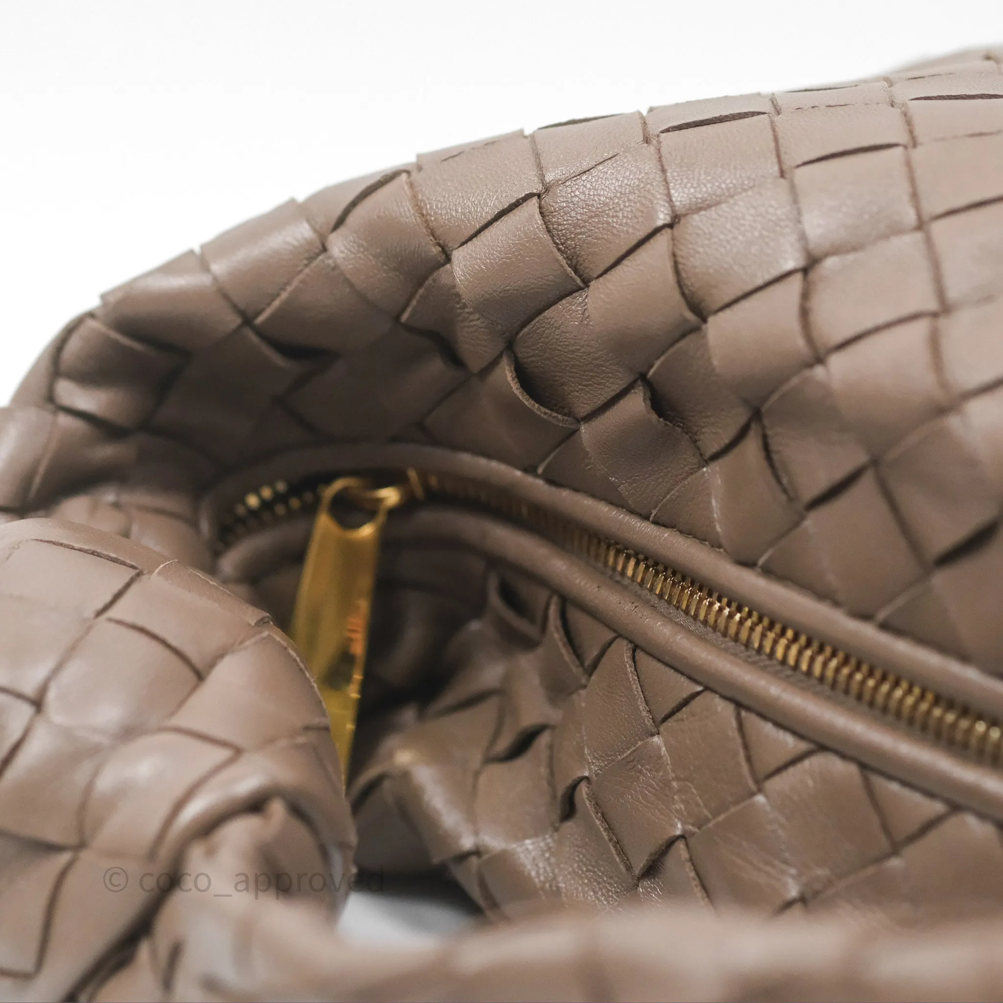 Bottega Veneta Small Jodie Bag Intrecciato Brown Lambskin Gold Hardware