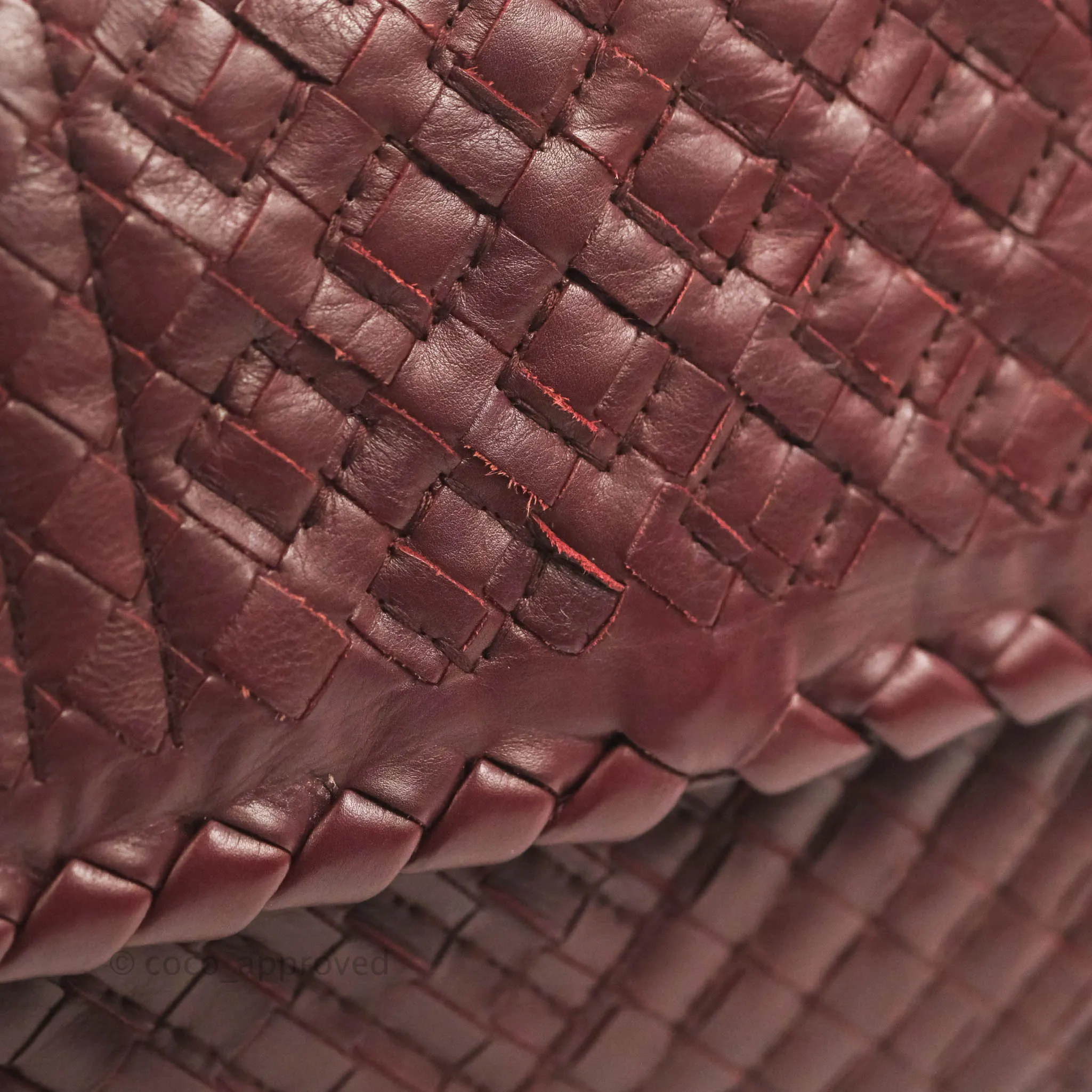 Bottega Veneta Small Nappa Intrecciato Olimpia Shoulder Bag Dark Red