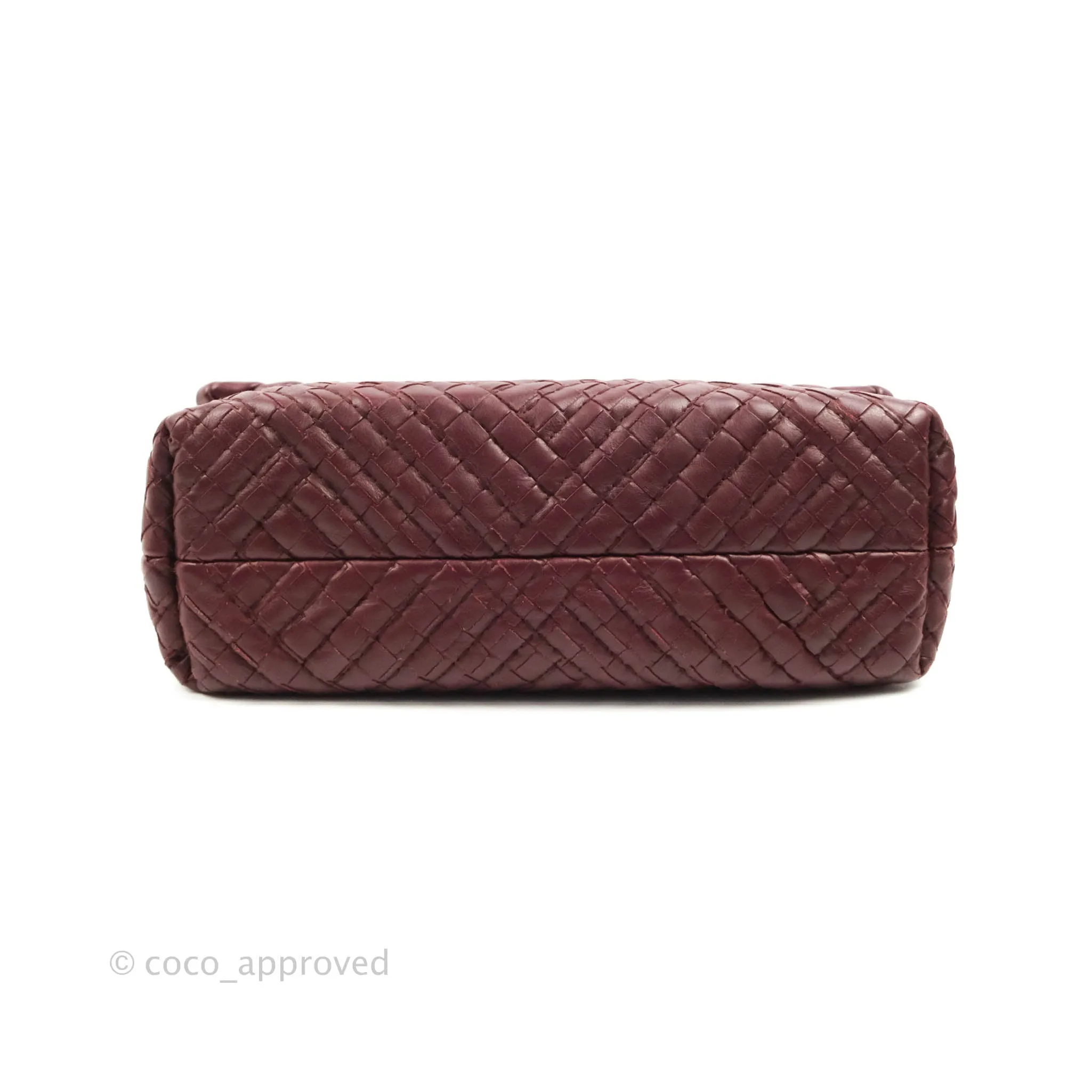 Bottega Veneta Small Nappa Intrecciato Olimpia Shoulder Bag Dark Red