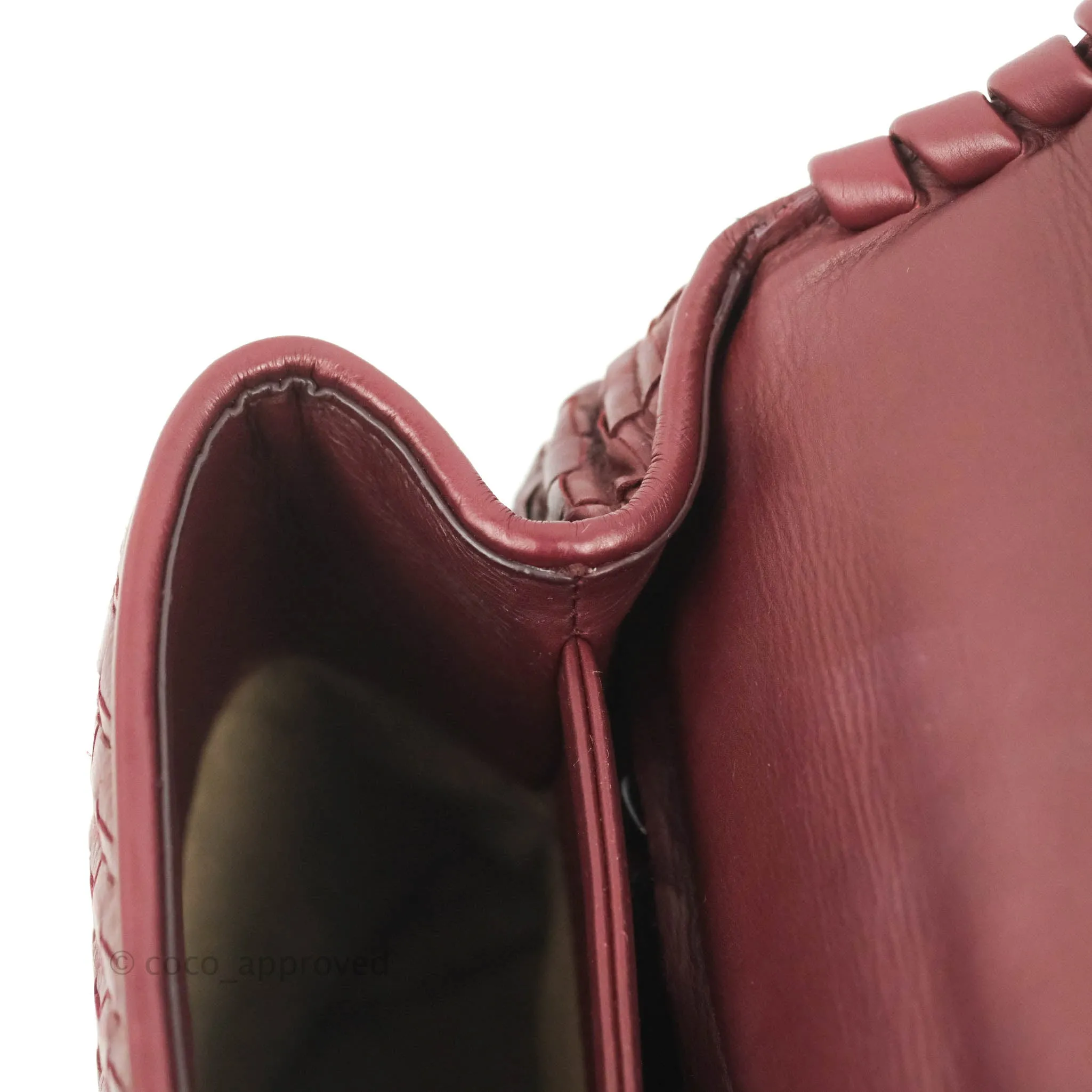 Bottega Veneta Small Nappa Intrecciato Olimpia Shoulder Bag Dark Red
