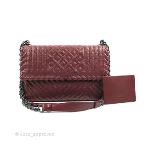 Bottega Veneta Small Nappa Intrecciato Olimpia Shoulder Bag Dark Red