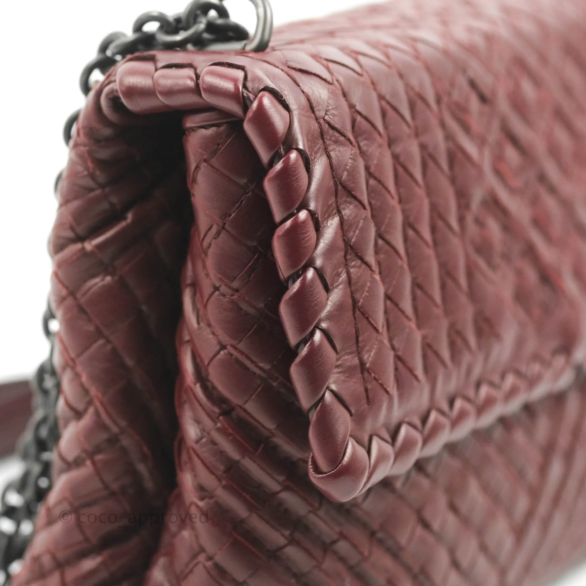Bottega Veneta Small Nappa Intrecciato Olimpia Shoulder Bag Dark Red