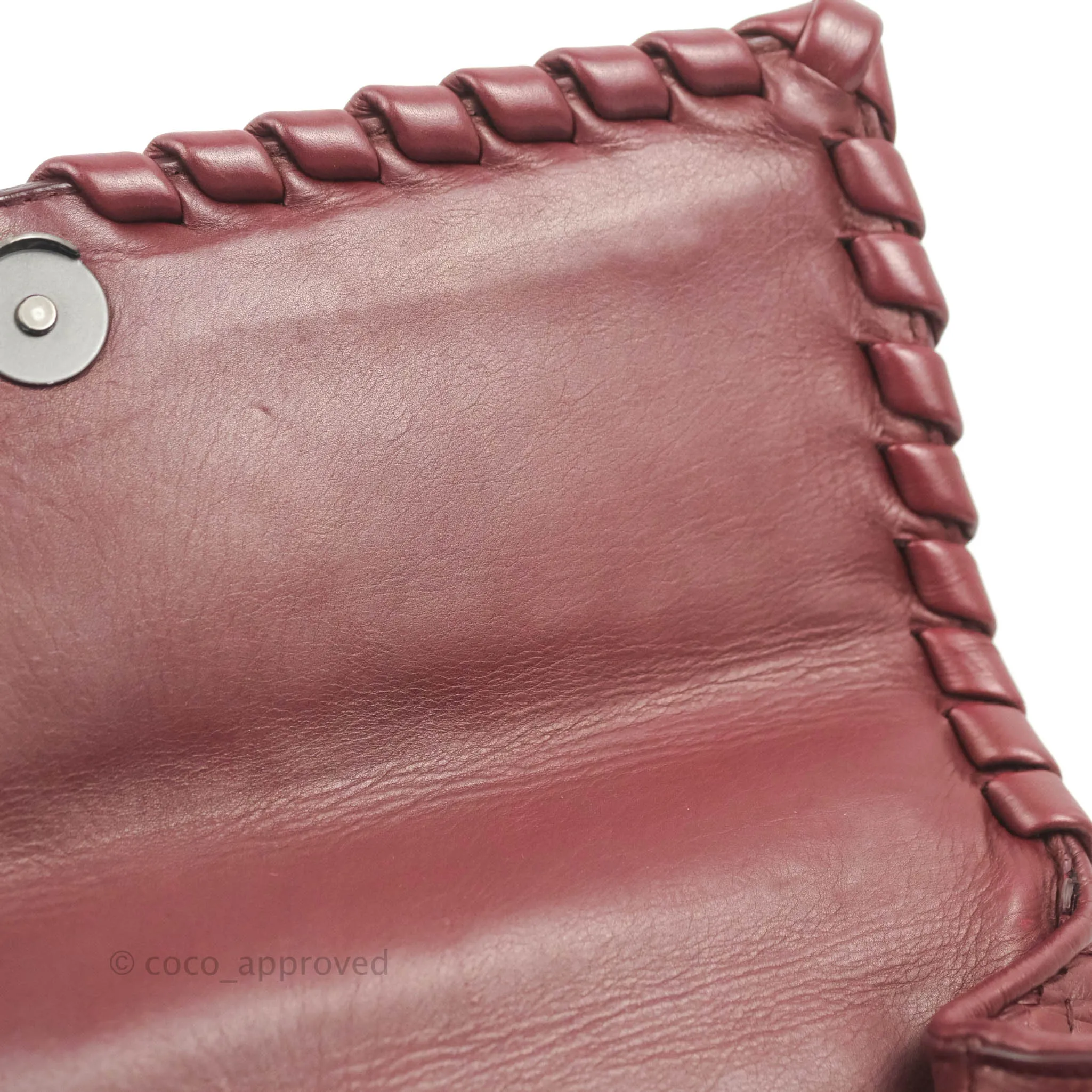 Bottega Veneta Small Nappa Intrecciato Olimpia Shoulder Bag Dark Red