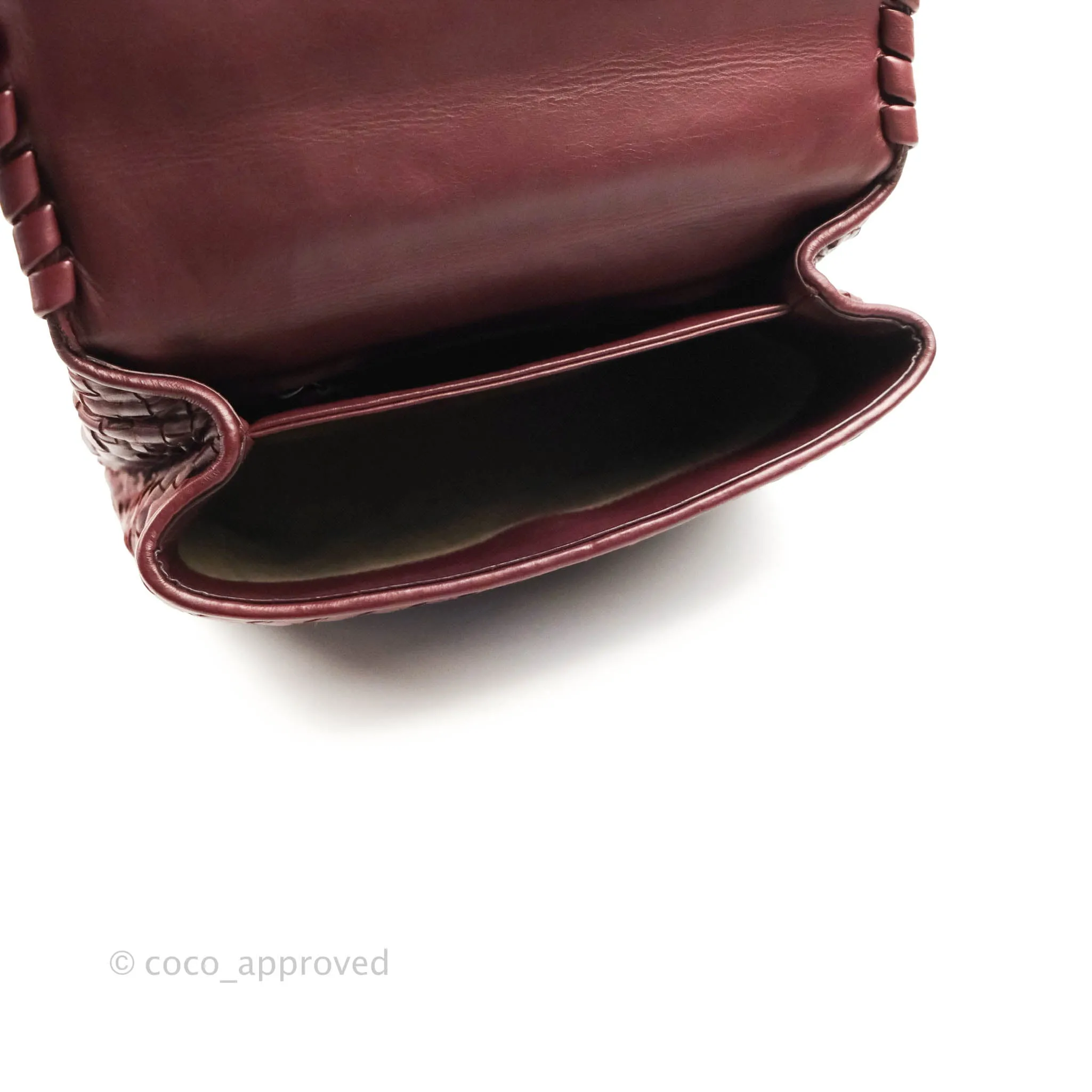 Bottega Veneta Small Nappa Intrecciato Olimpia Shoulder Bag Dark Red