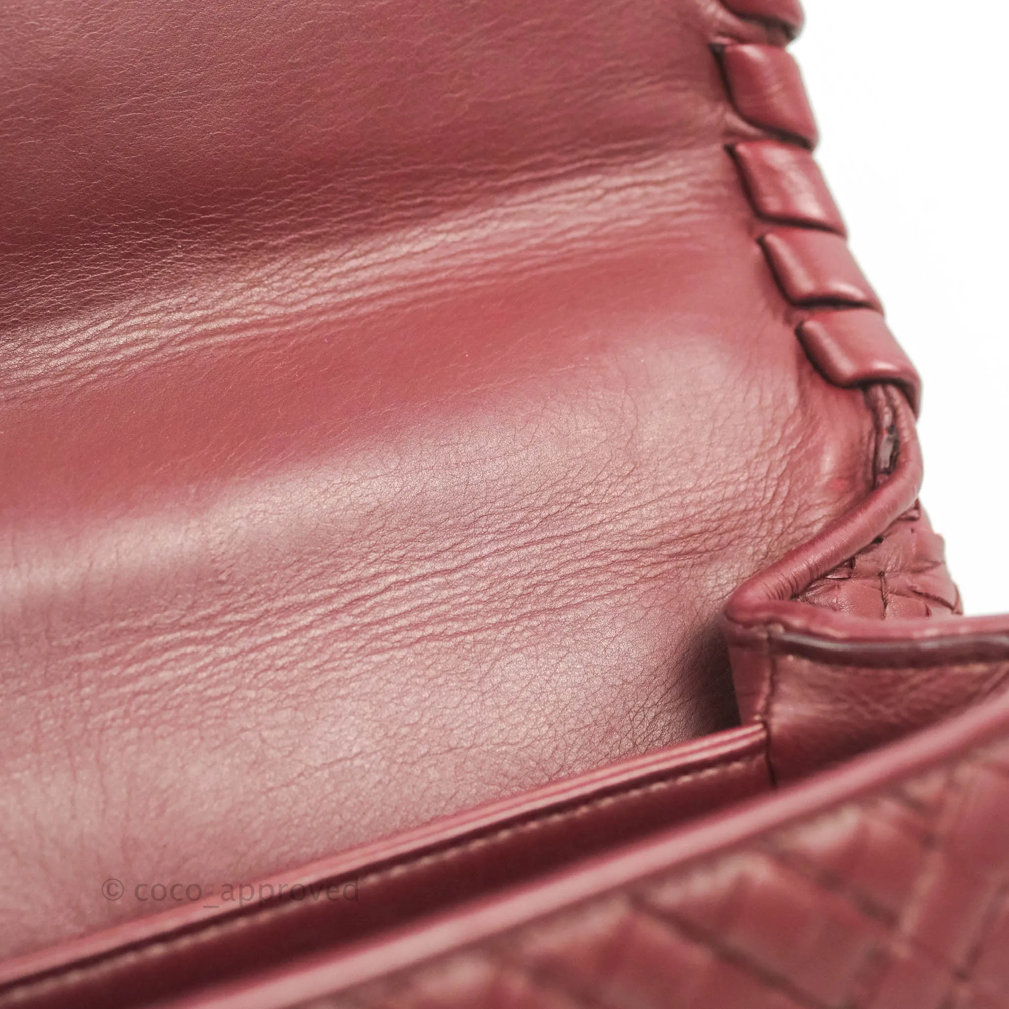 Bottega Veneta Small Nappa Intrecciato Olimpia Shoulder Bag Dark Red