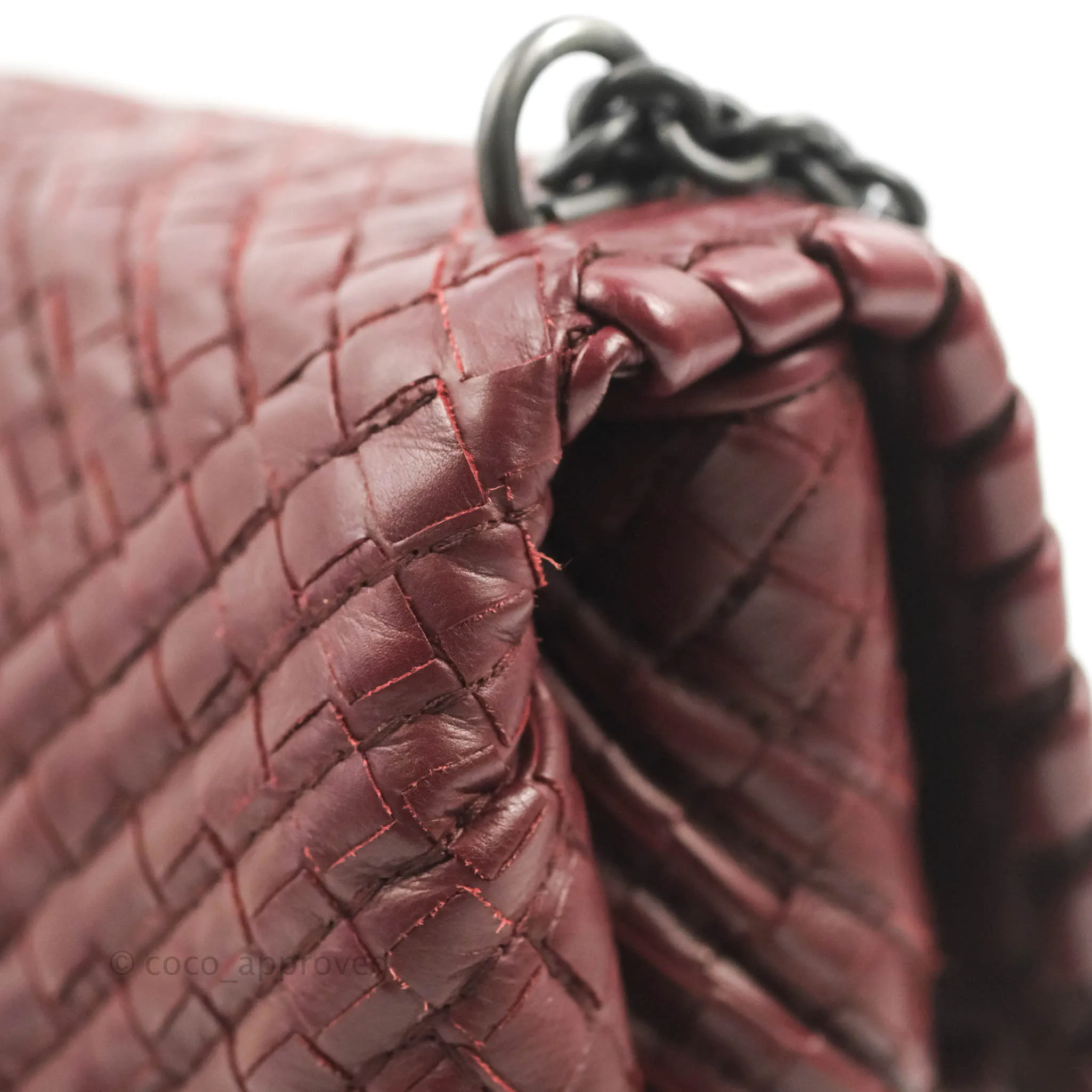Bottega Veneta Small Nappa Intrecciato Olimpia Shoulder Bag Dark Red