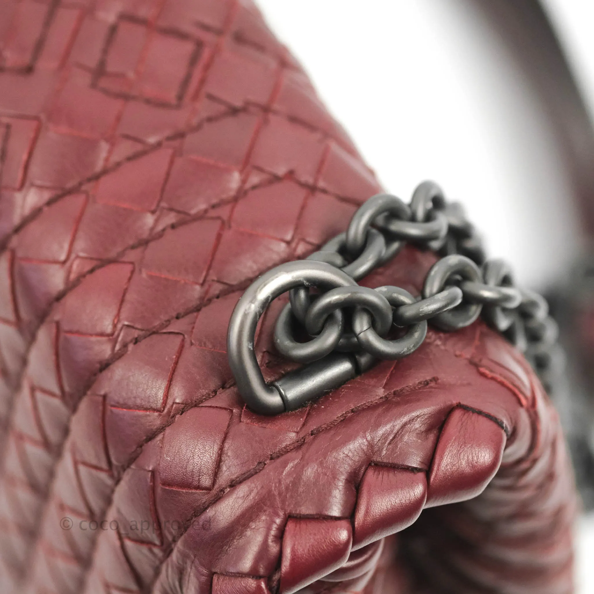 Bottega Veneta Small Nappa Intrecciato Olimpia Shoulder Bag Dark Red