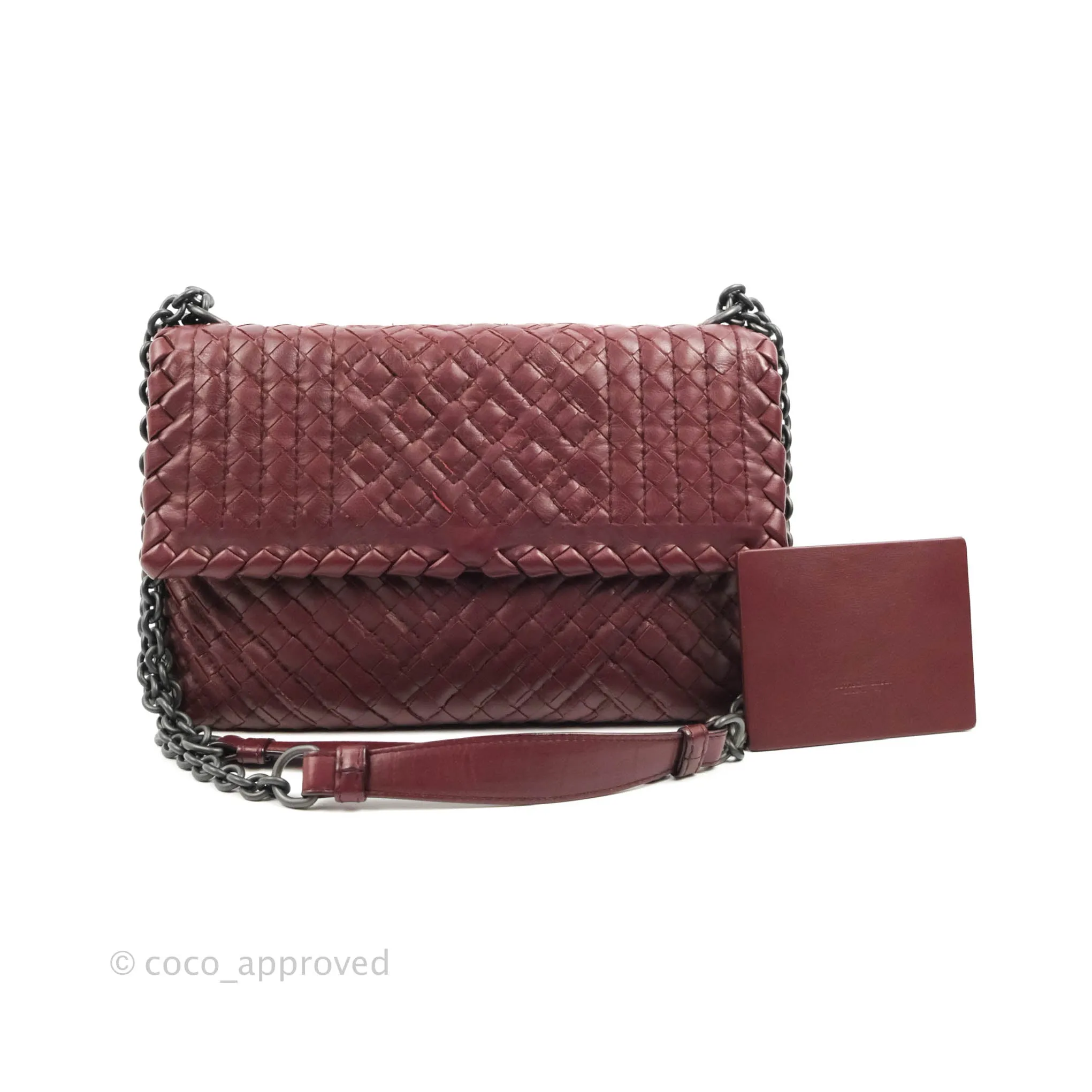 Bottega Veneta Small Nappa Intrecciato Olimpia Shoulder Bag Dark Red