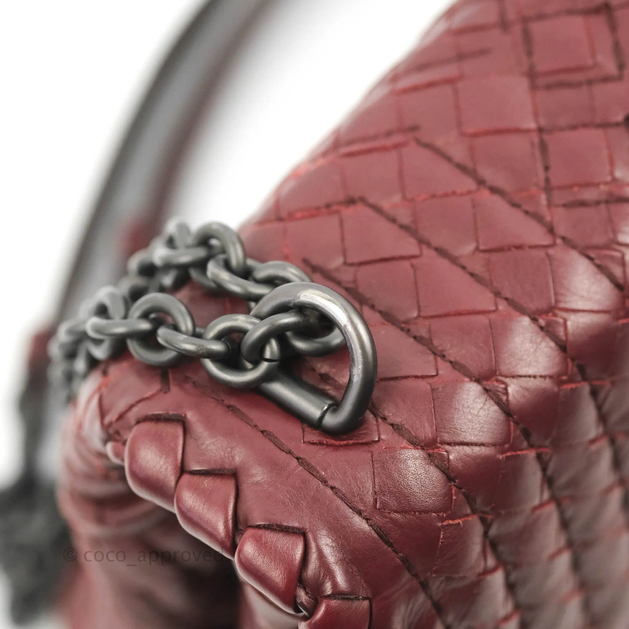 Bottega Veneta Small Nappa Intrecciato Olimpia Shoulder Bag Dark Red