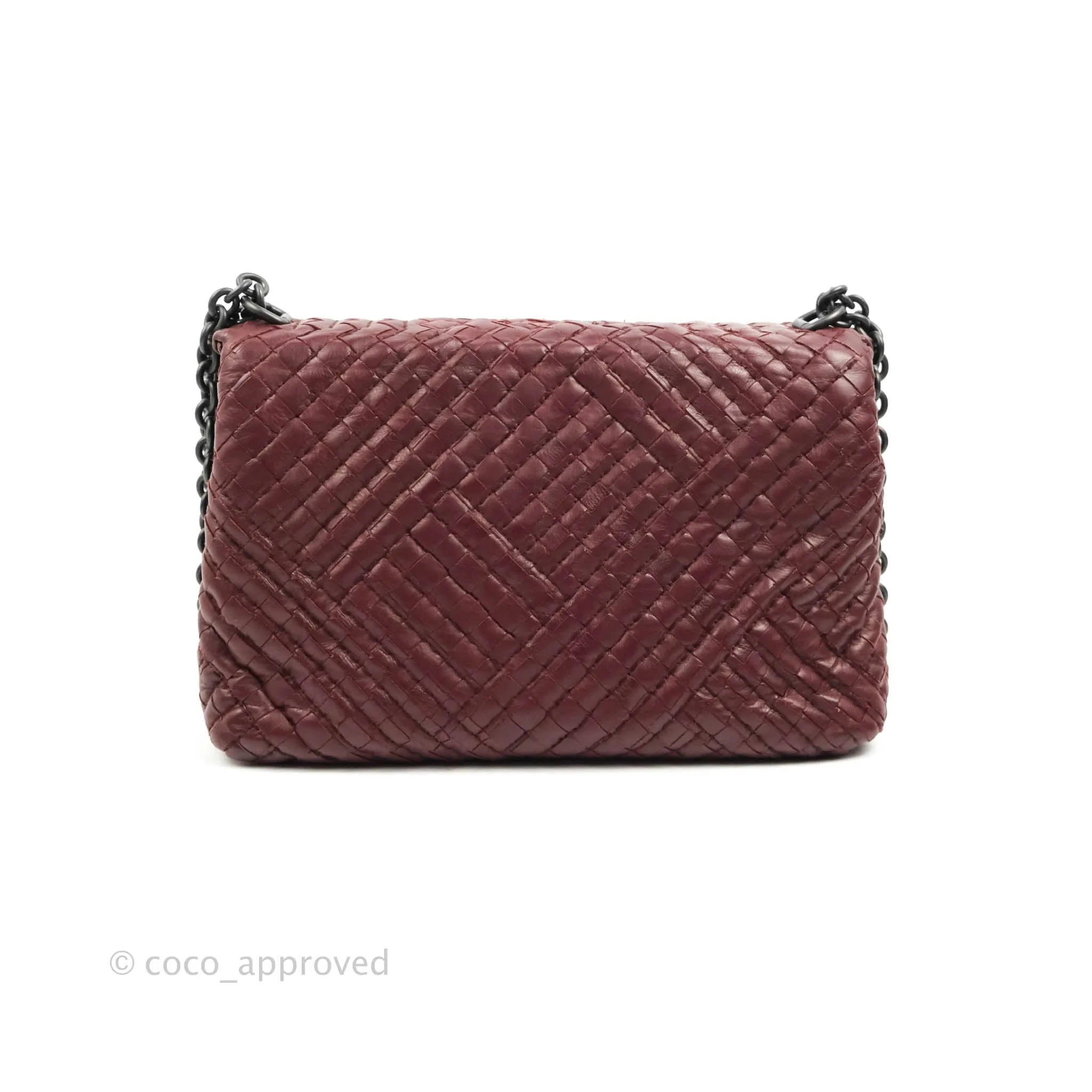 Bottega Veneta Small Nappa Intrecciato Olimpia Shoulder Bag Dark Red