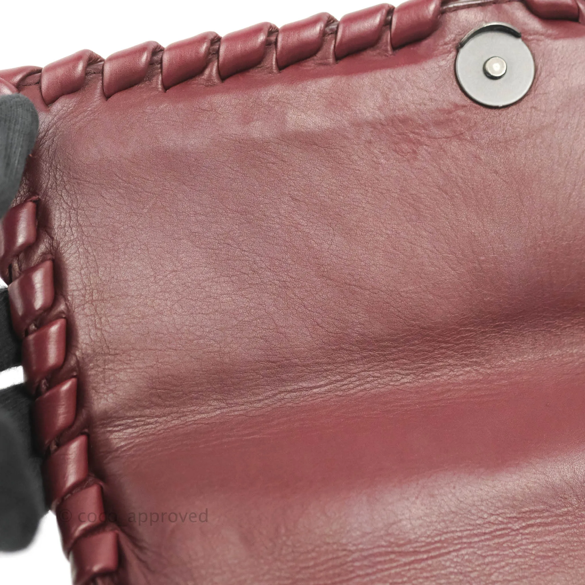 Bottega Veneta Small Nappa Intrecciato Olimpia Shoulder Bag Dark Red