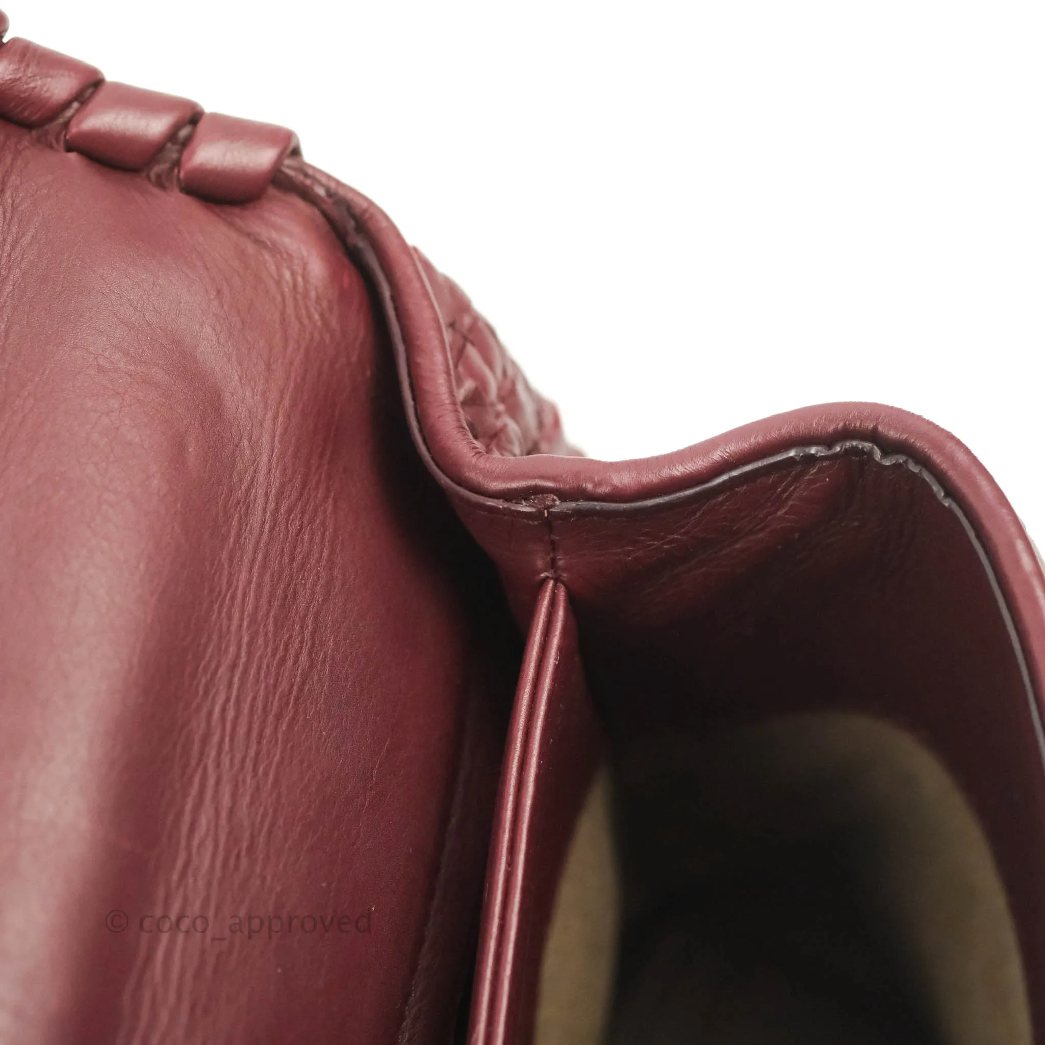 Bottega Veneta Small Nappa Intrecciato Olimpia Shoulder Bag Dark Red