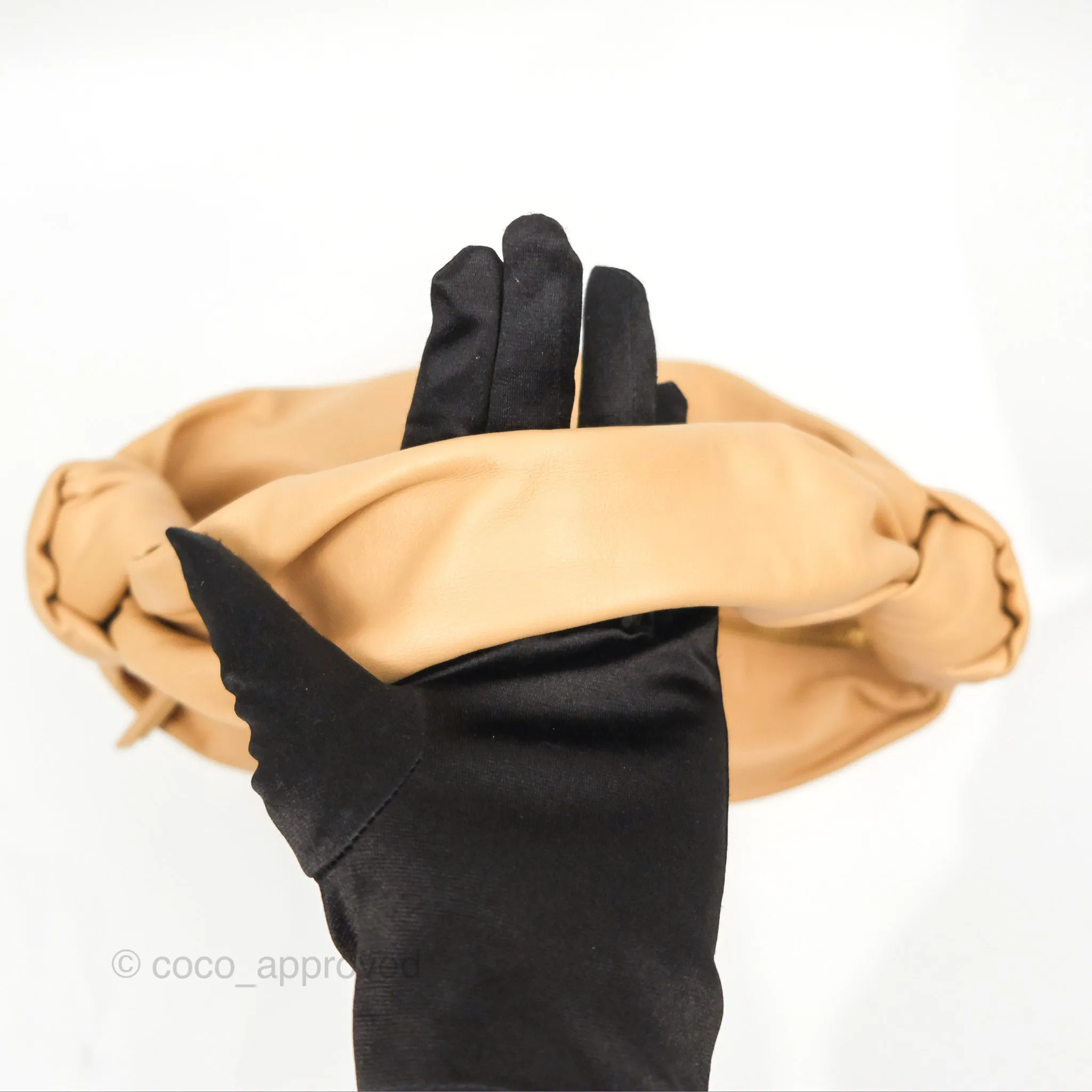Bottega Veneta Teen Double Knot Hobo Almond Calfskin