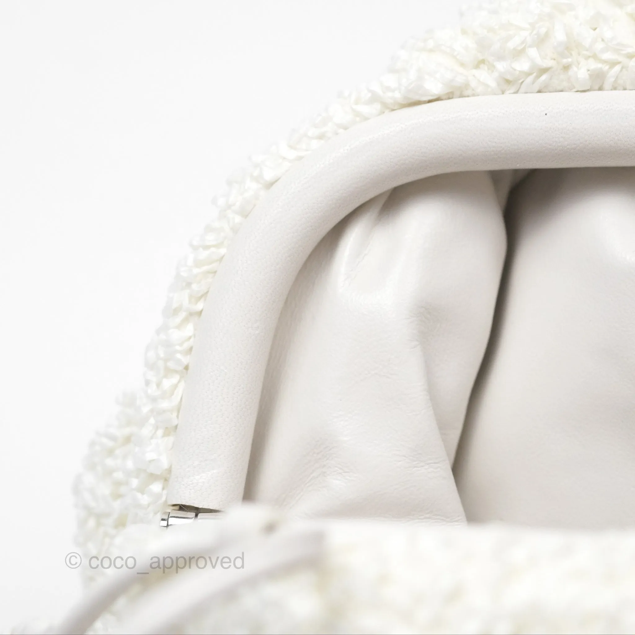 Bottega Veneta The Mini Pouch Boucle Raffia White