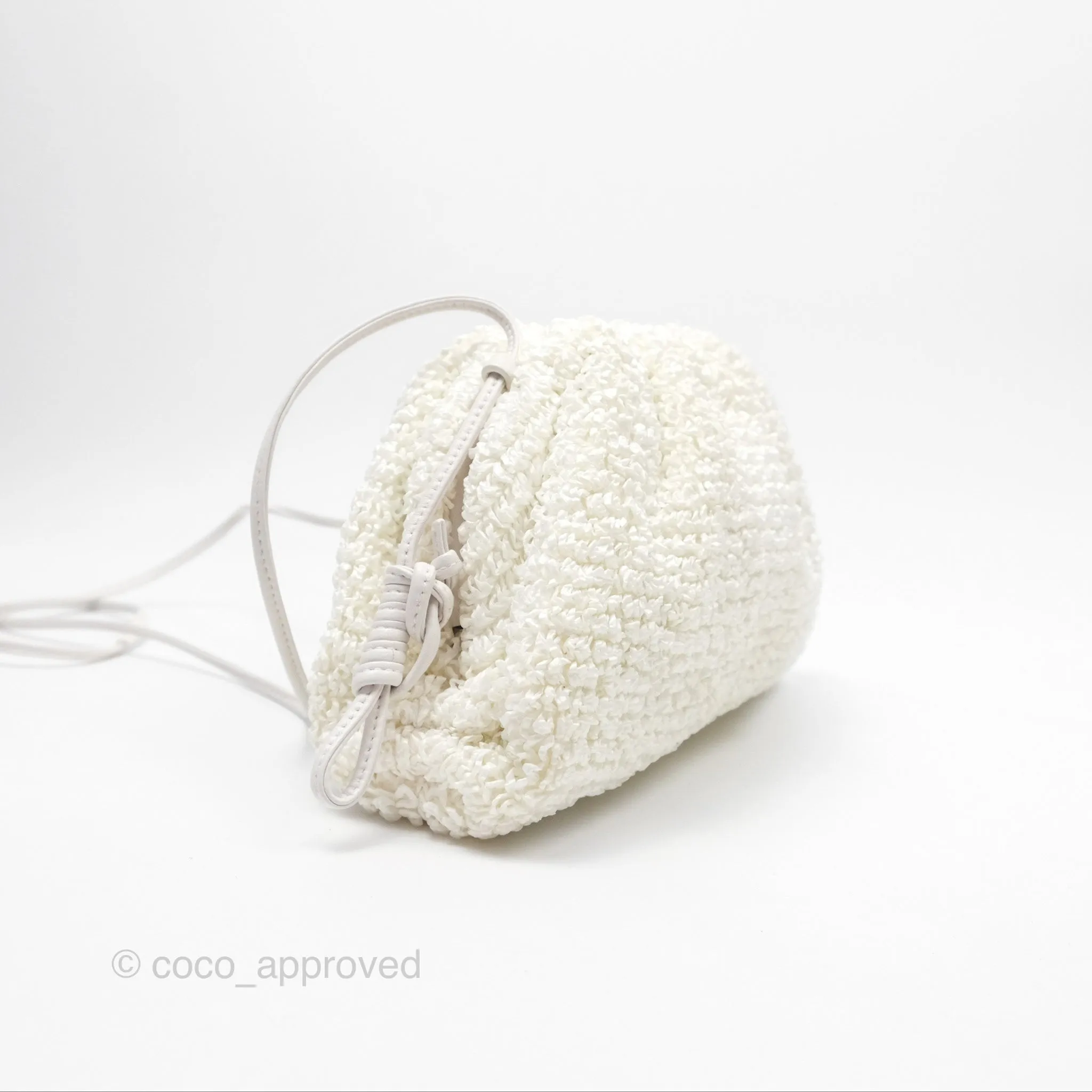 Bottega Veneta The Mini Pouch Boucle Raffia White
