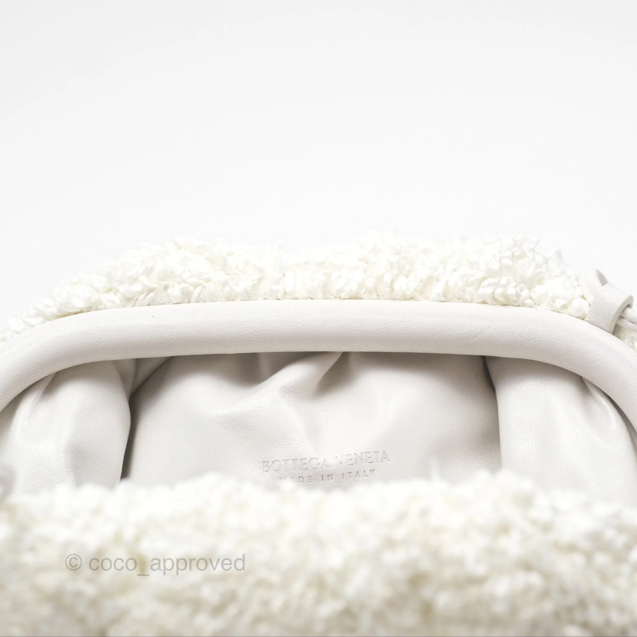 Bottega Veneta The Mini Pouch Boucle Raffia White