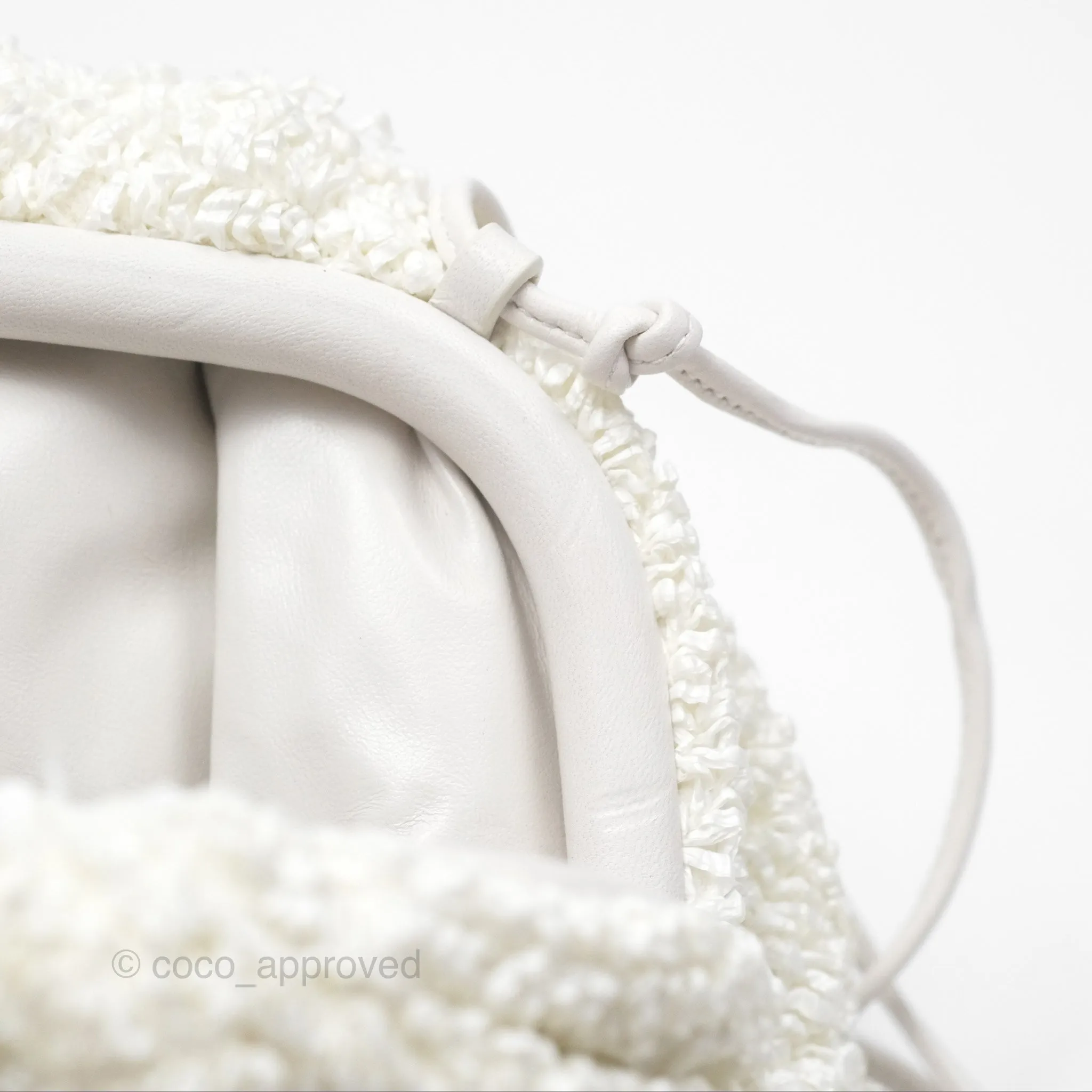 Bottega Veneta The Mini Pouch Boucle Raffia White
