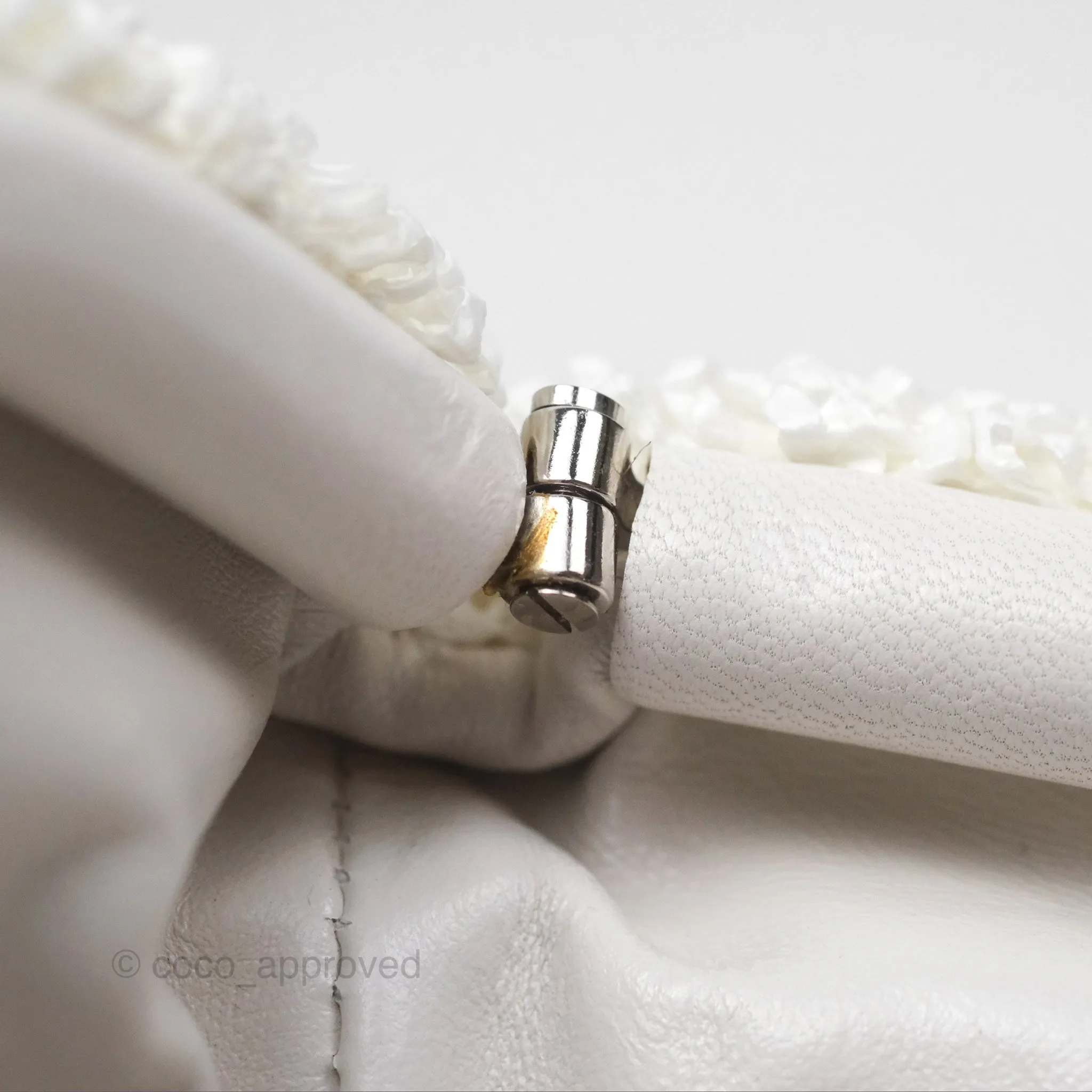 Bottega Veneta The Mini Pouch Boucle Raffia White