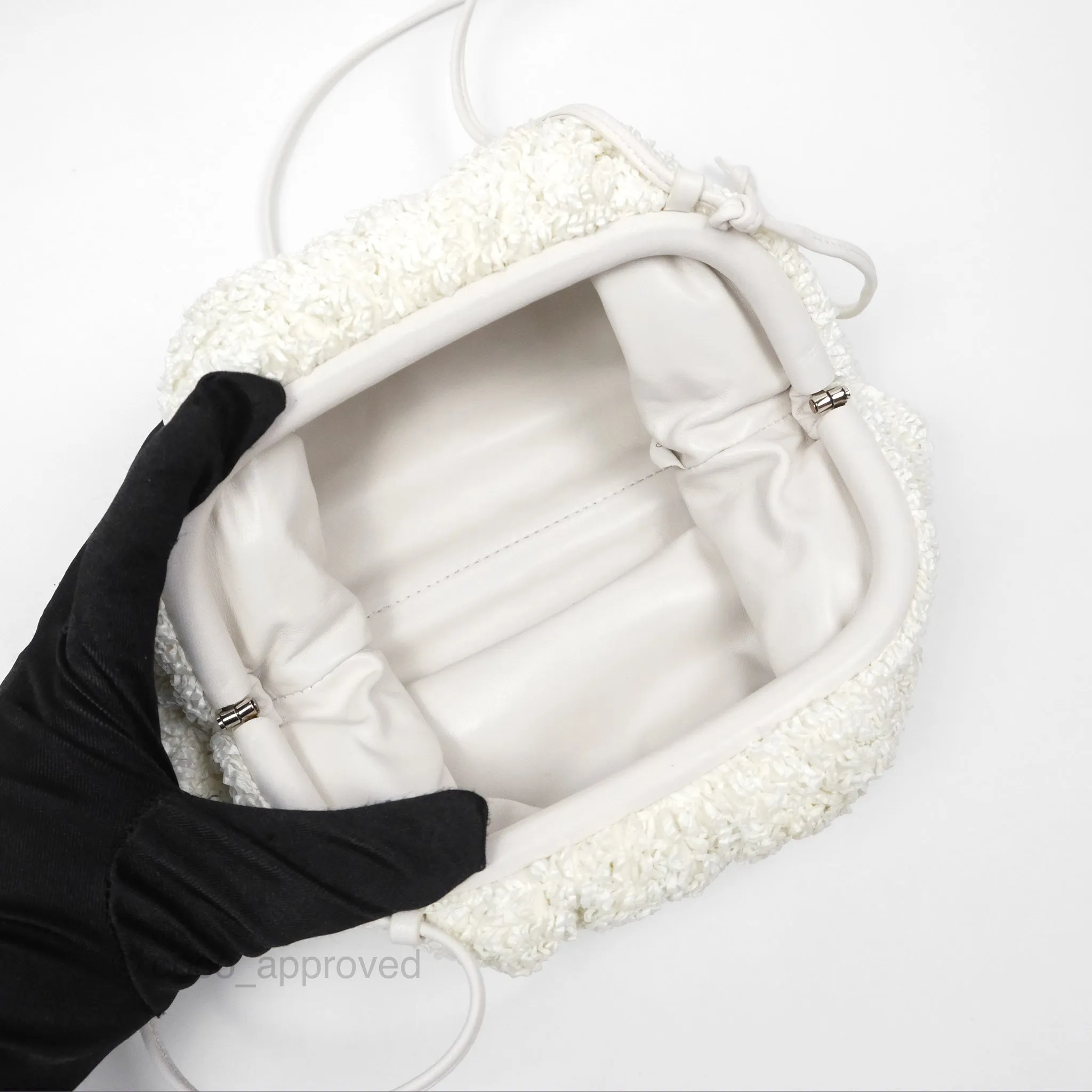 Bottega Veneta The Mini Pouch Boucle Raffia White