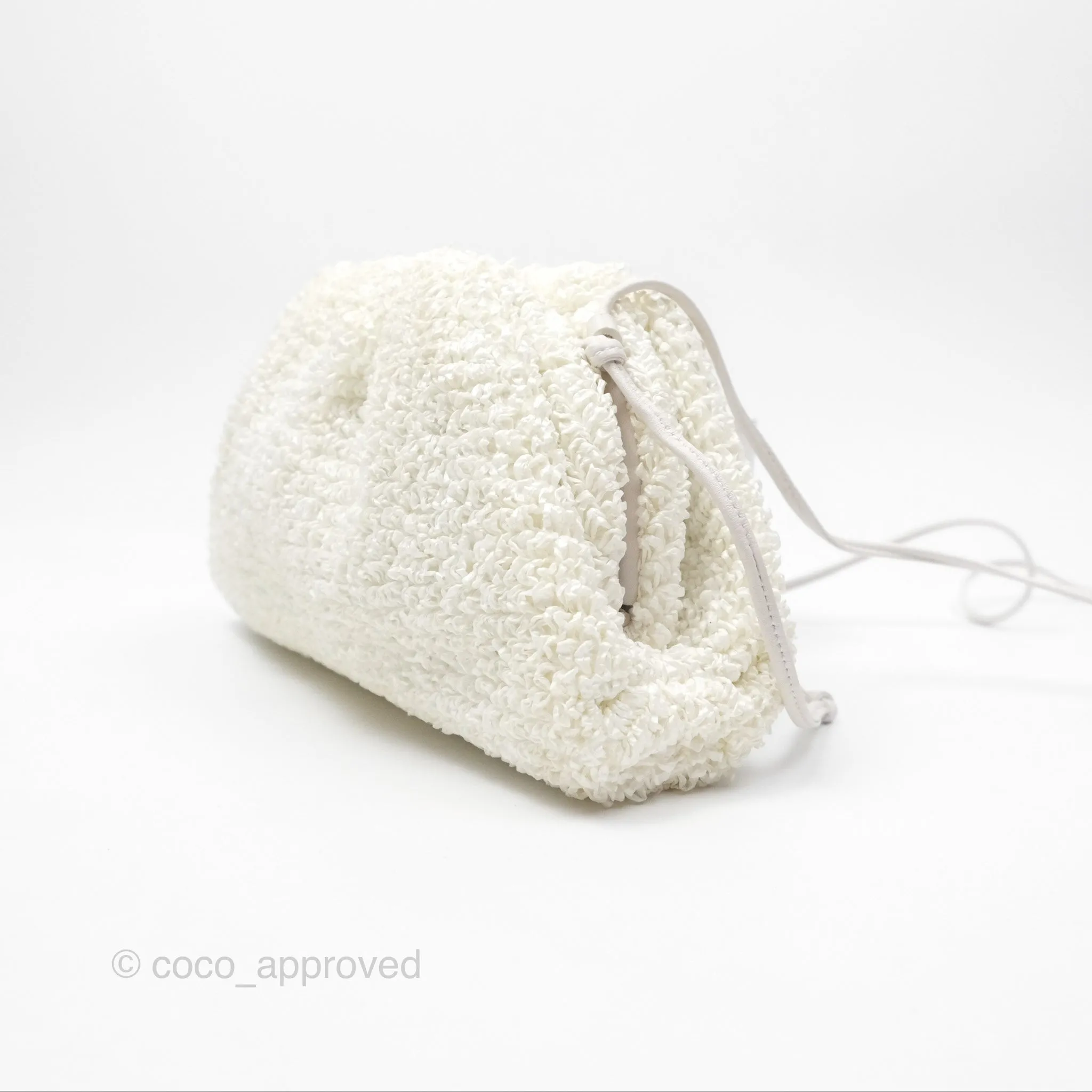 Bottega Veneta The Mini Pouch Boucle Raffia White