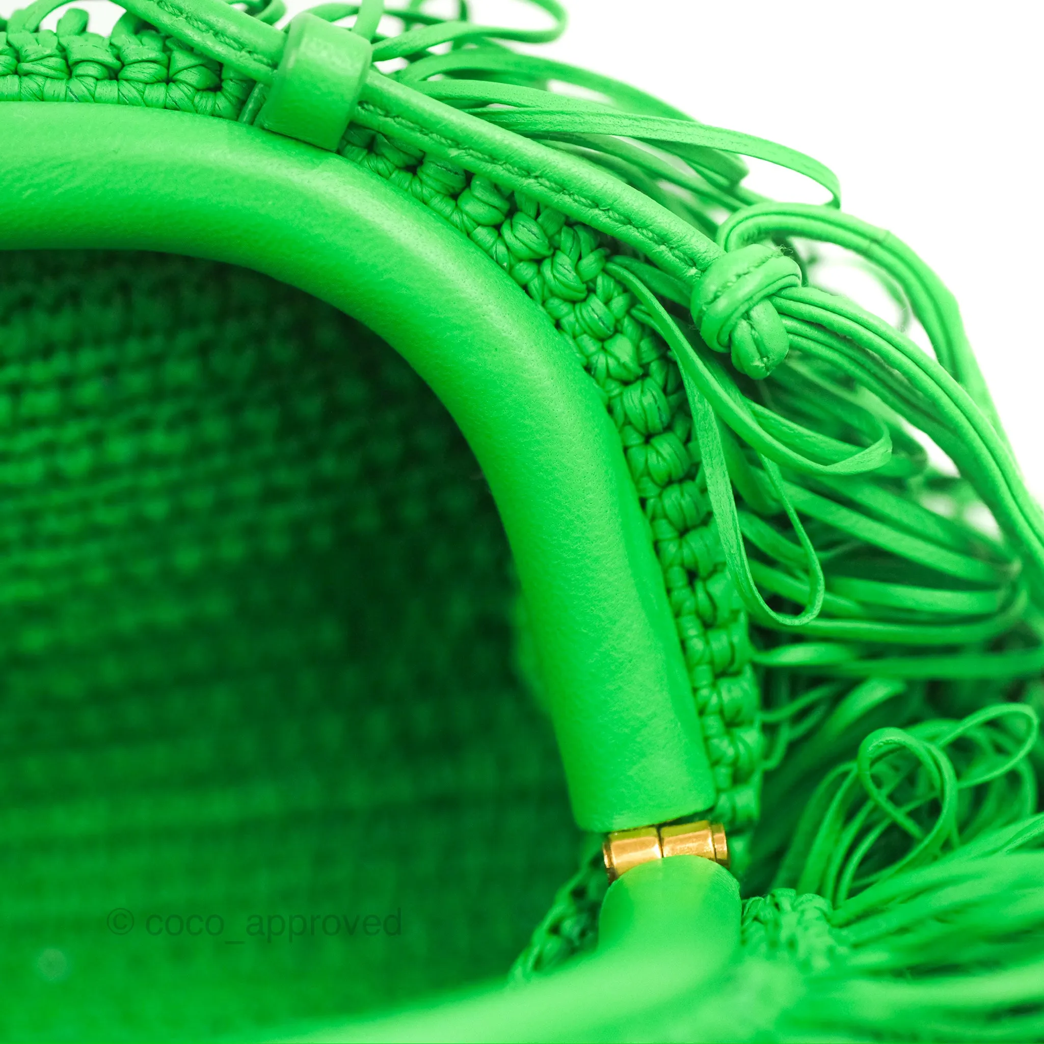 Bottega Veneta The Mini Pouch Green Leather Raffia