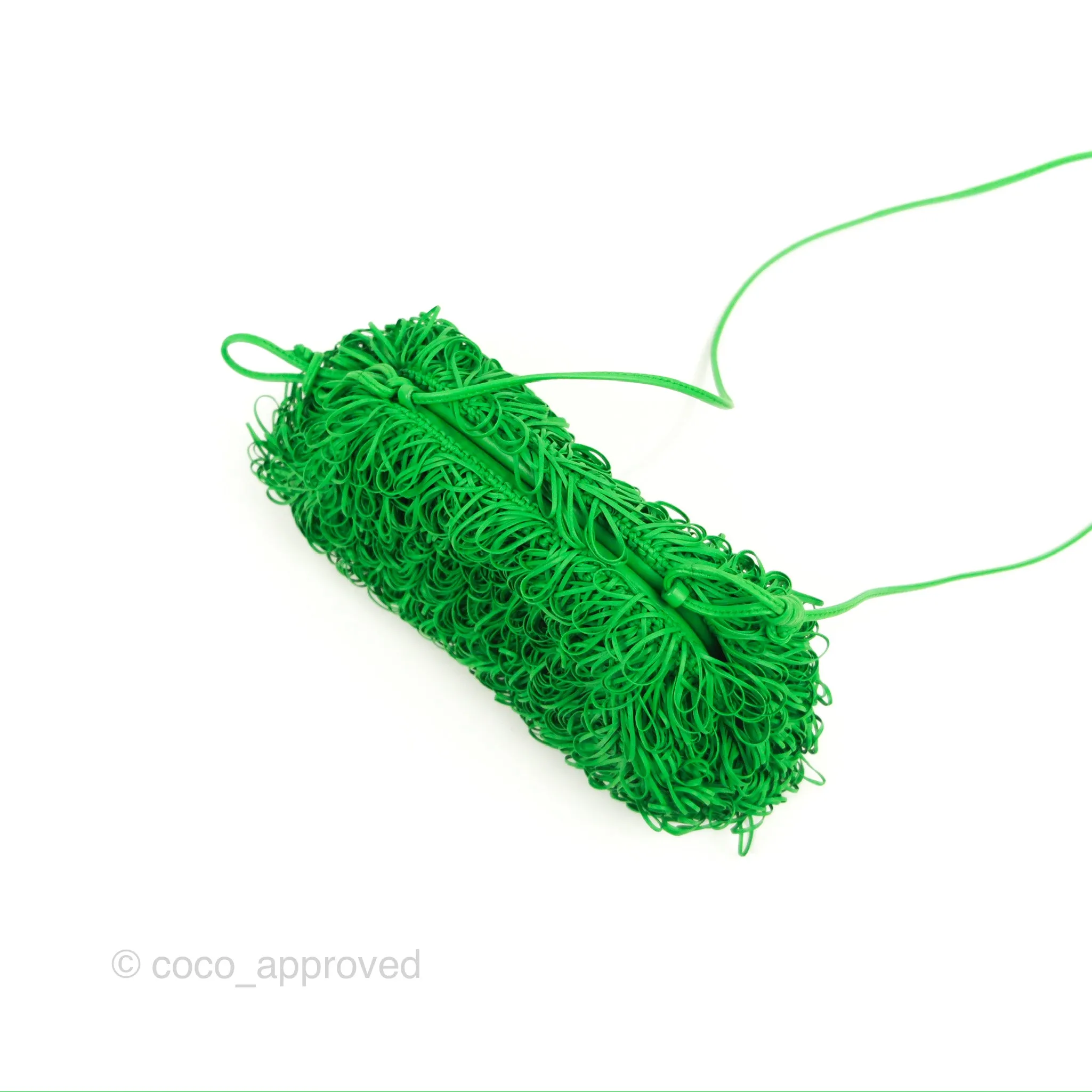 Bottega Veneta The Mini Pouch Green Leather Raffia