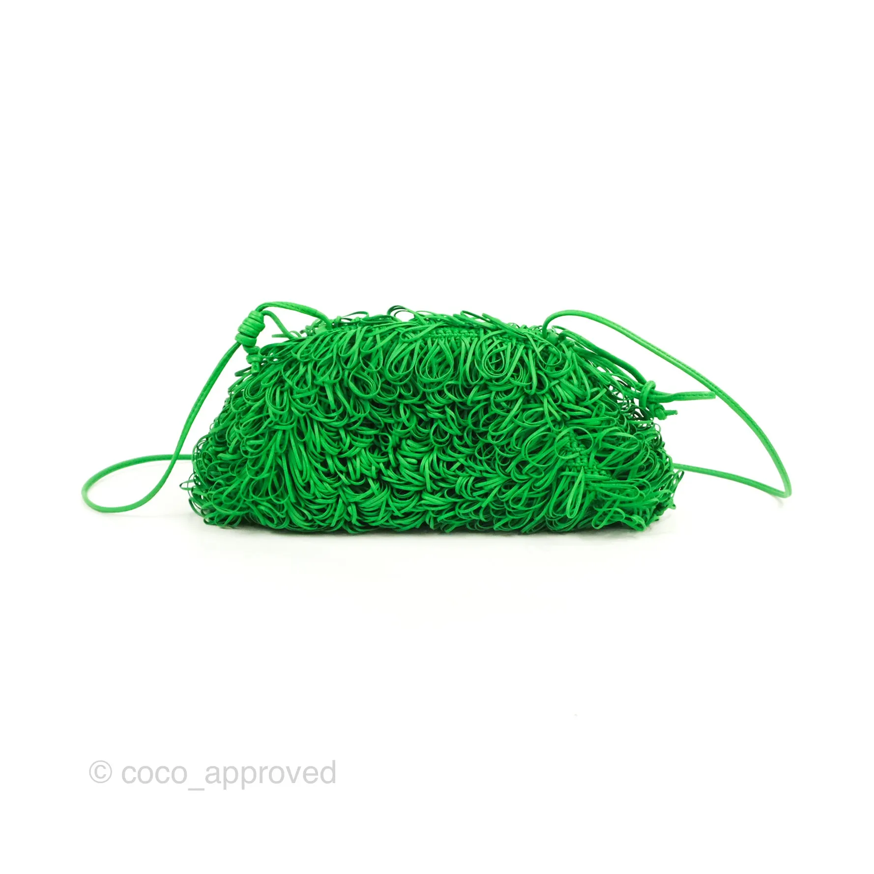 Bottega Veneta The Mini Pouch Green Leather Raffia
