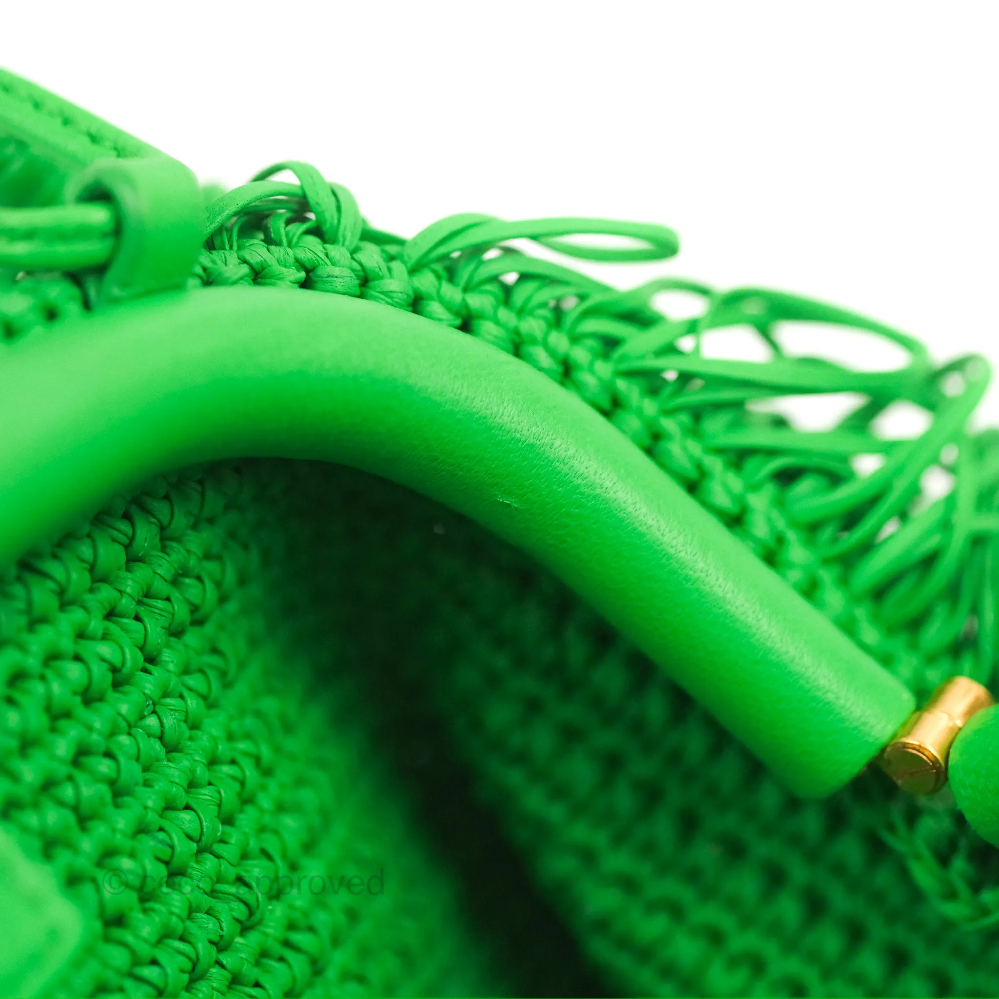 Bottega Veneta The Mini Pouch Green Leather Raffia