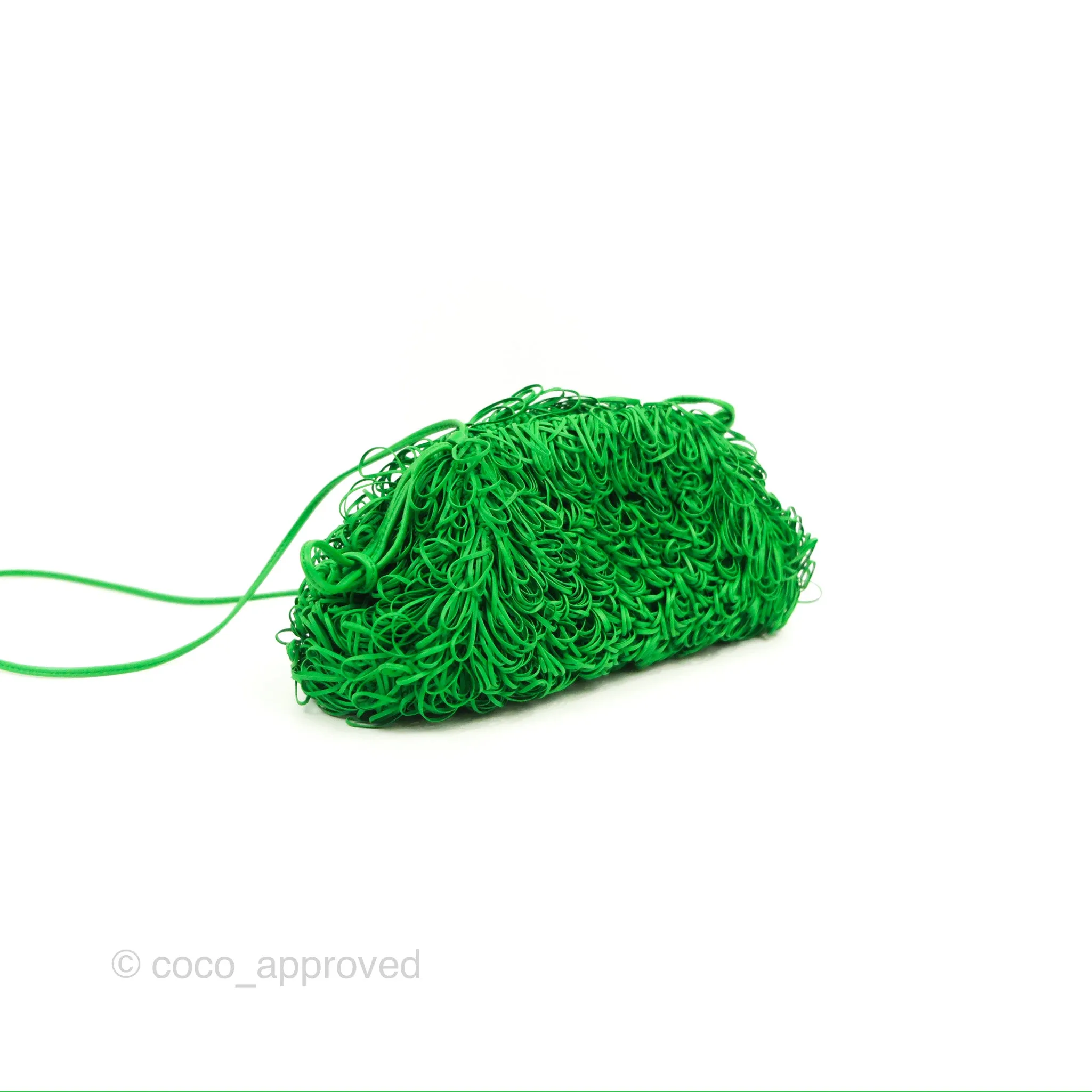 Bottega Veneta The Mini Pouch Green Leather Raffia