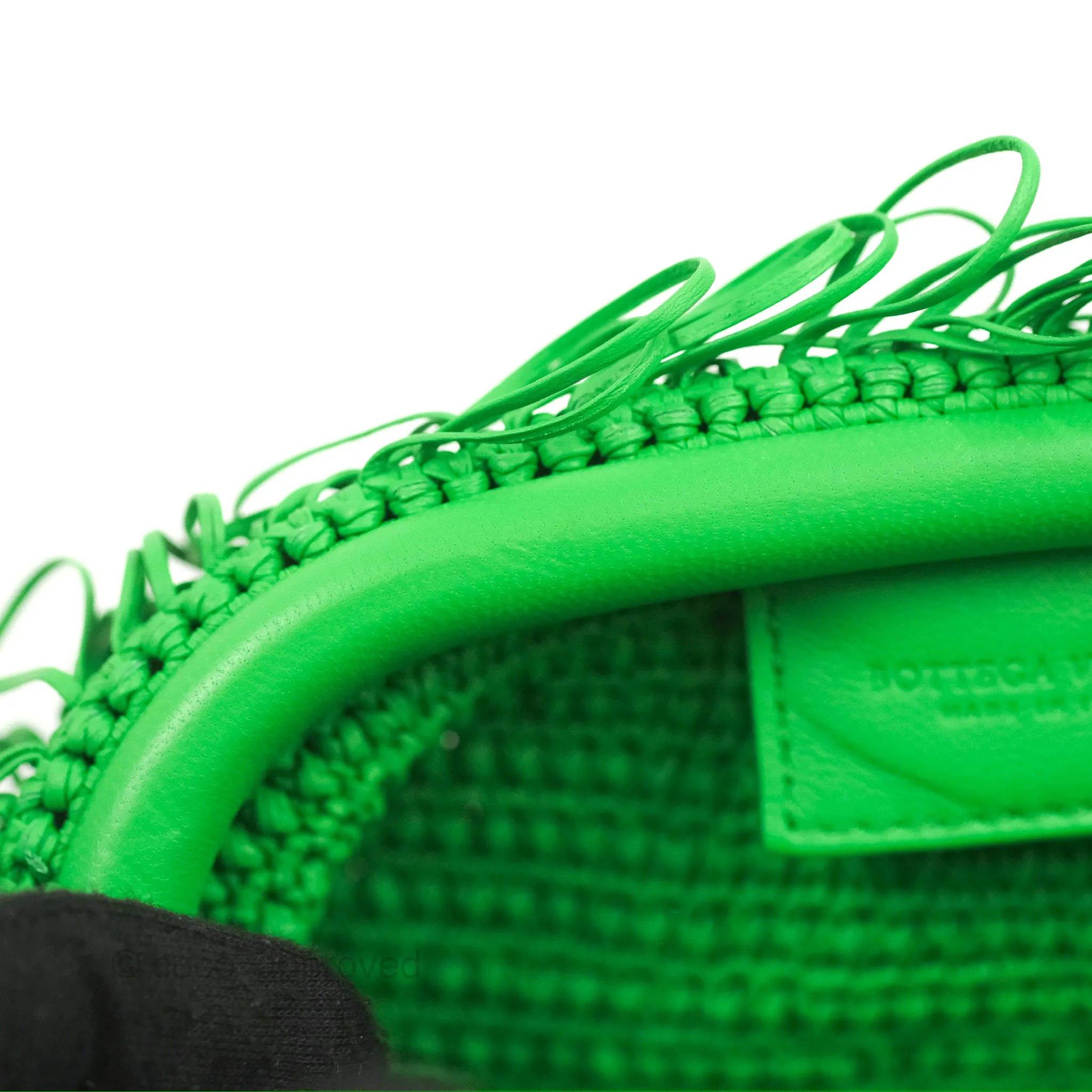 Bottega Veneta The Mini Pouch Green Leather Raffia